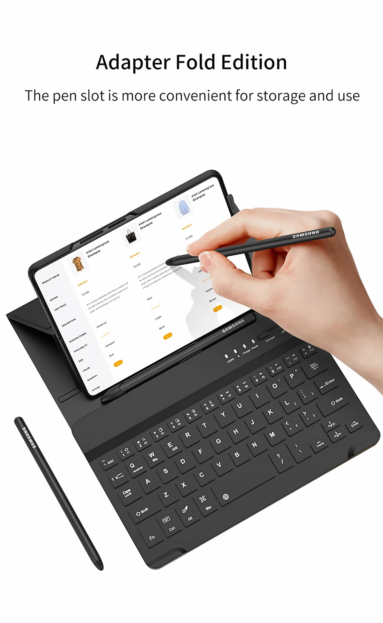 Custodia Magnetyczne etui z klapką, stojak, etui na klawiaturę, gniazdo na długopis, folia szklana do telefonu Samsung Galaxy Z Fold3 5G (12)