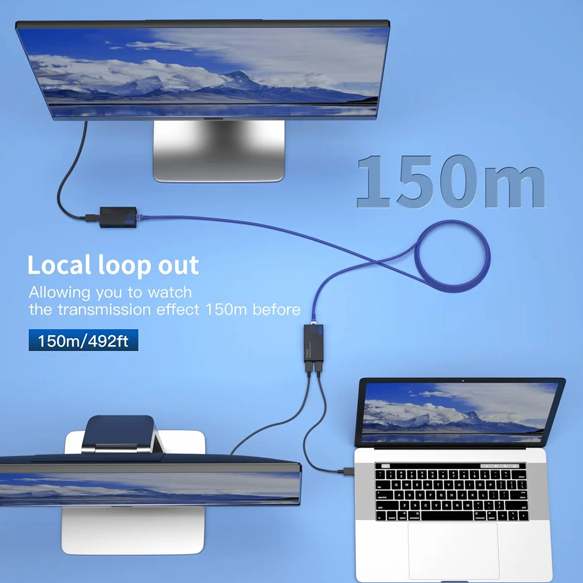 PW-DT236 HDMI Extender przez IP 150m/492ft Transmisja przez Cat5e/6/7/8 Obsługa lokalnego kabla sieciowego Loopout i transmisja 1 do wielu za pośrednictwem przełącznika sieciowego