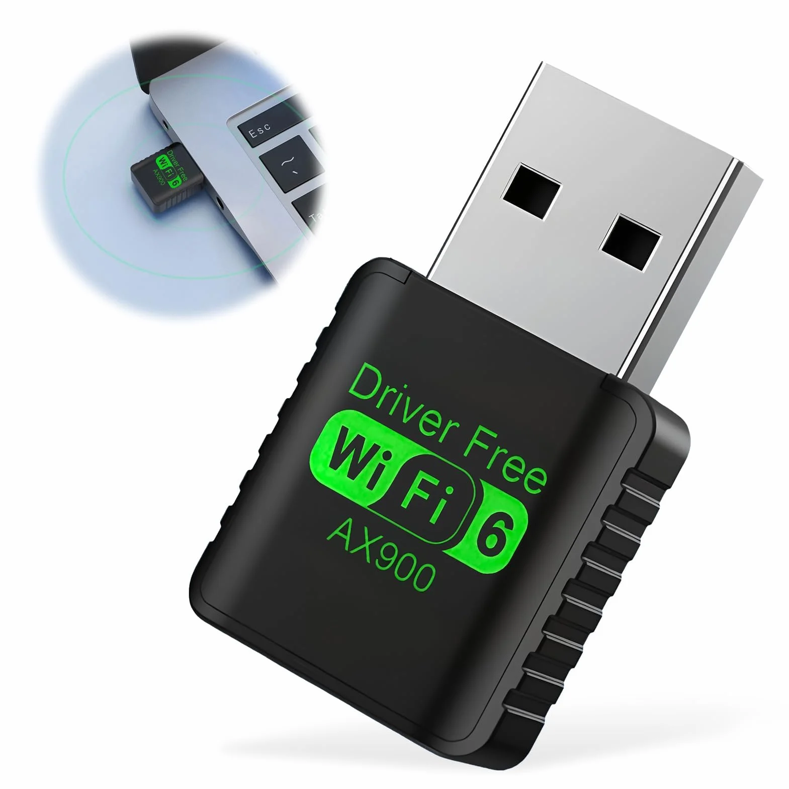 Klucz WiFi 6 AX900 Mb/s, dwuzakresowy klucz WiFi do komputera 2,4 GHz/5 GHz, potężny adapter USB WiFi do komputera stacjonarnego i laptopa, wysoka prędkość, kompatybilny z Windows 11/10/8