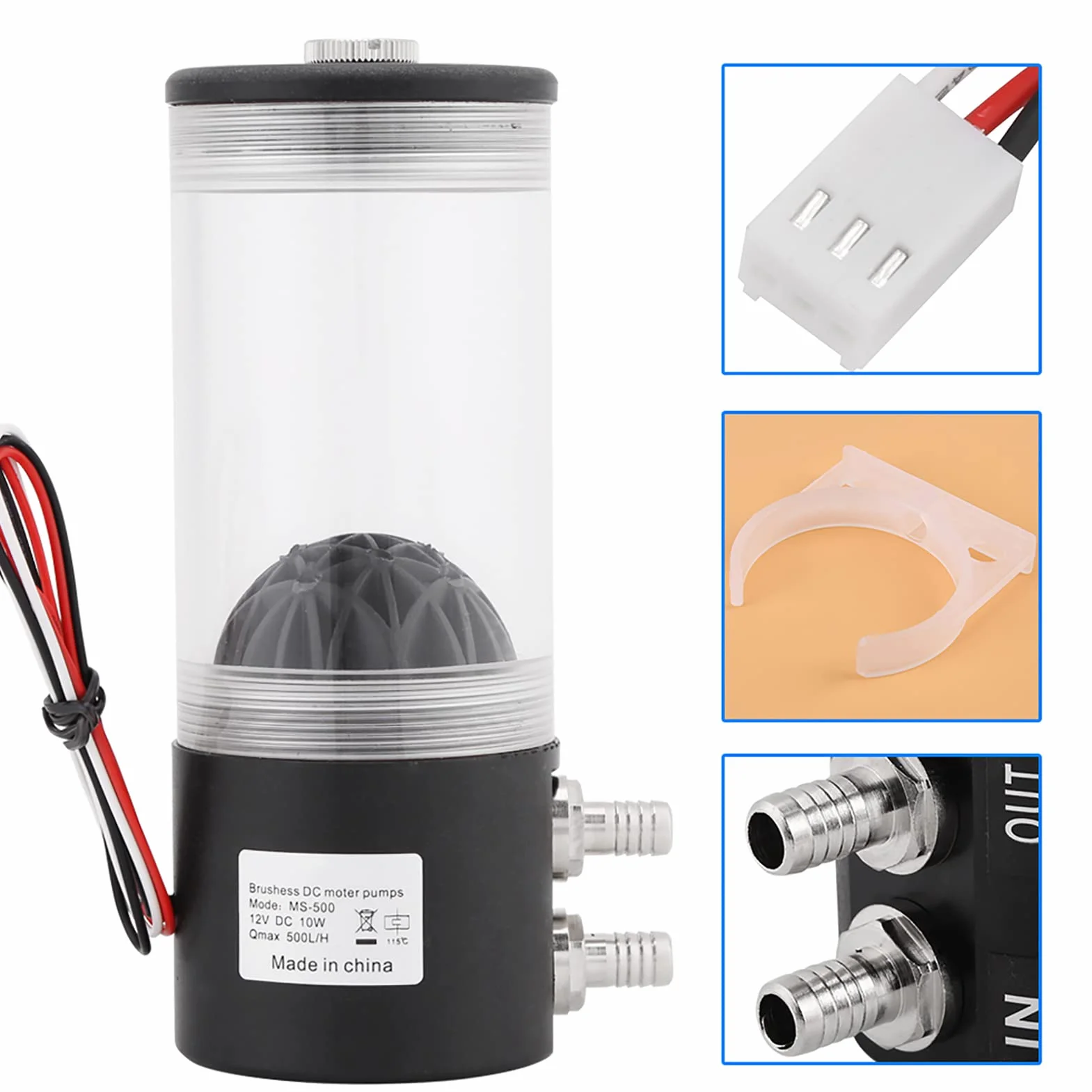 500L/H 10W DC 12V CPU CO2 Pompa wody chłodzącej Zbiornik Wymiennik ciepła Zestaw wyciszenia dla entuzjastów komputerów