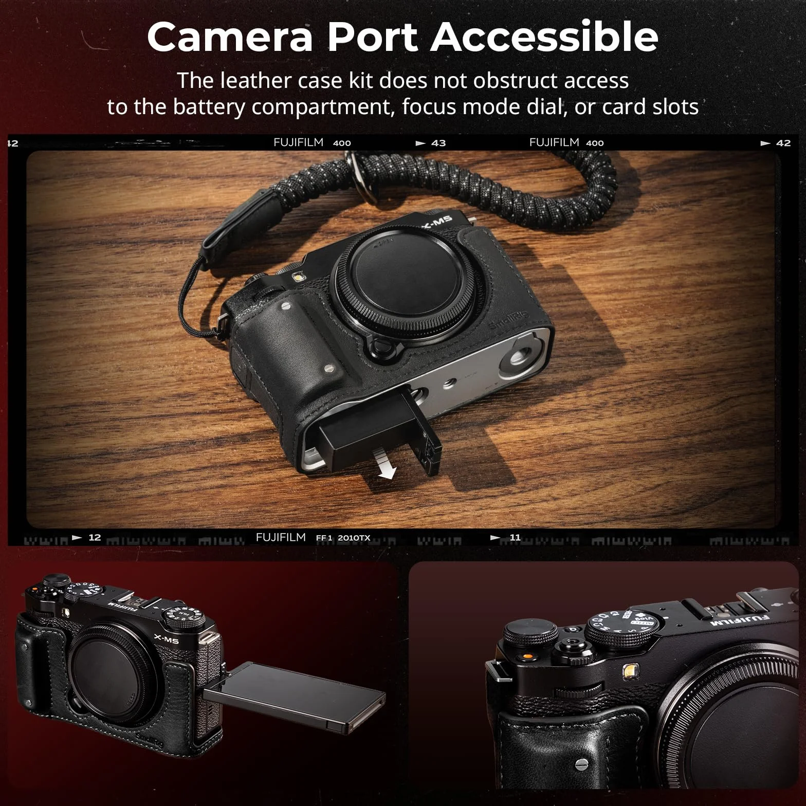SMALLRIG X-M5 Półpokrowiec ze skóry Kit do FUJIFILM X-M5, Czarny, 117.03 x 47.90 x 55.86 mm / 4.6 x 1.9 x 2.2 in, Praktyczny