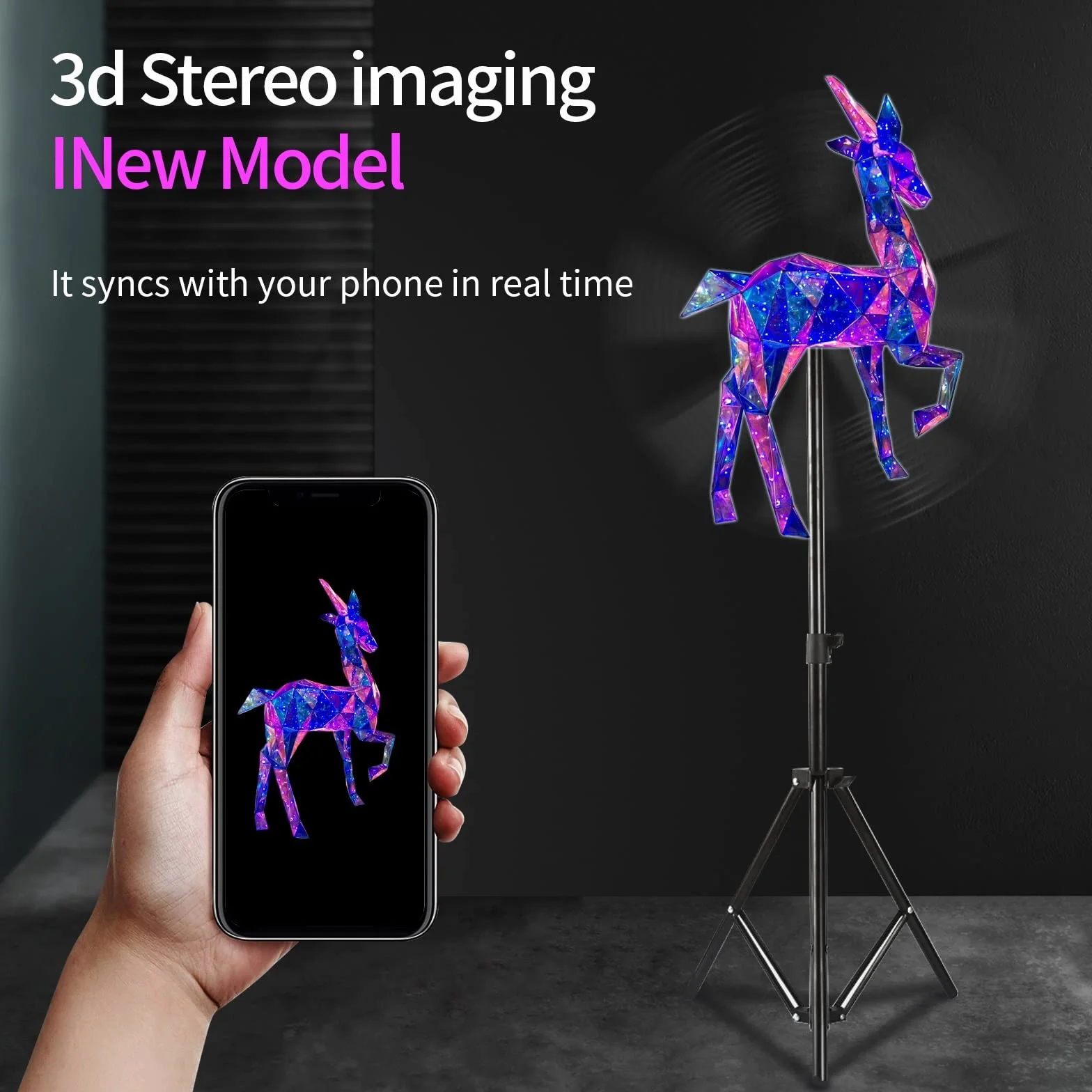Projektor Holograficzny 60cm Projektor Holograficzna maszyna reklamowa, WiFi Sterowanie Wentylator Ekran LED Reklama 3D Display Animation