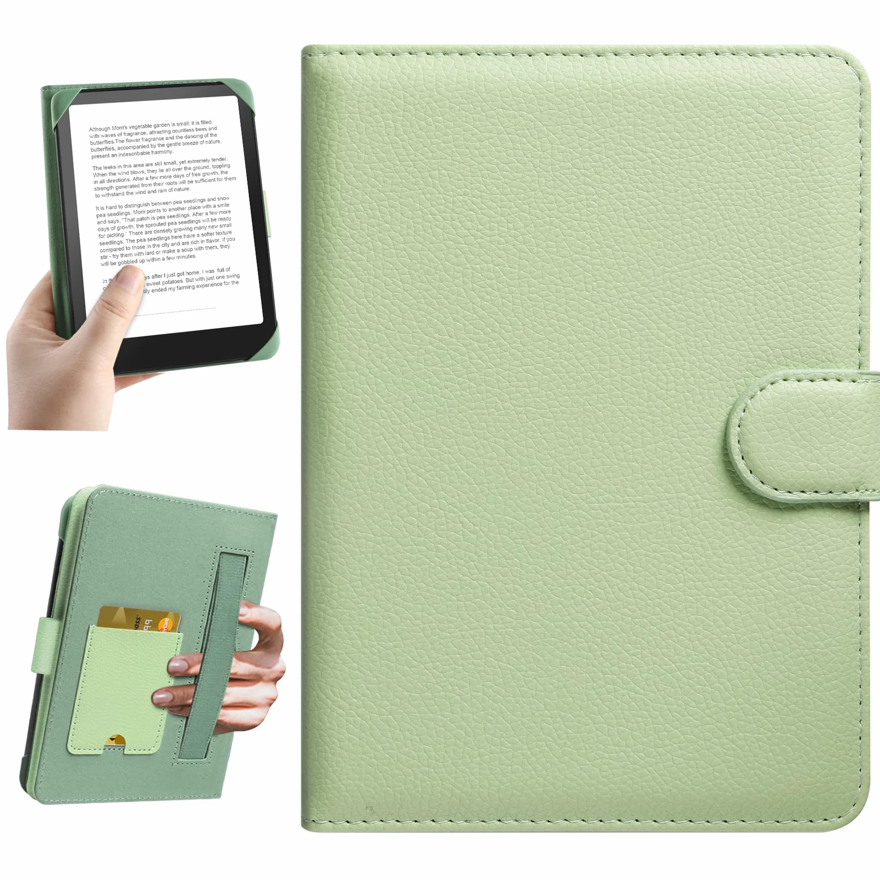 HoYiXi Uniwersalne etui do czytników e-booków 6" kompatybilne z Paperwhite 2025-2012/6" zupełnie nowe Kindle/Kobo/Tolino, 6" eReaders etui ochronne Wbudowana kieszeń, zielona