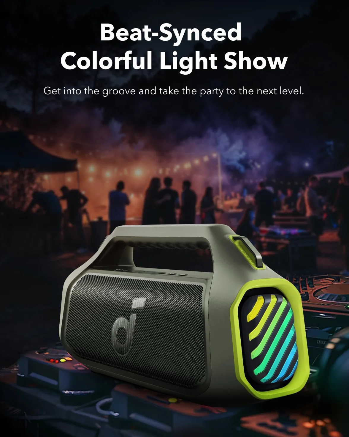 soundcore Anker Głośnik outdoorowy Boom 2 Plus(odnowiona), 140W,BassUp 2.0, szybkie ładowanie 30W, 20 godzin odtwarzania, wodoodporność IPX7, na kempingu, plaży i podwórku