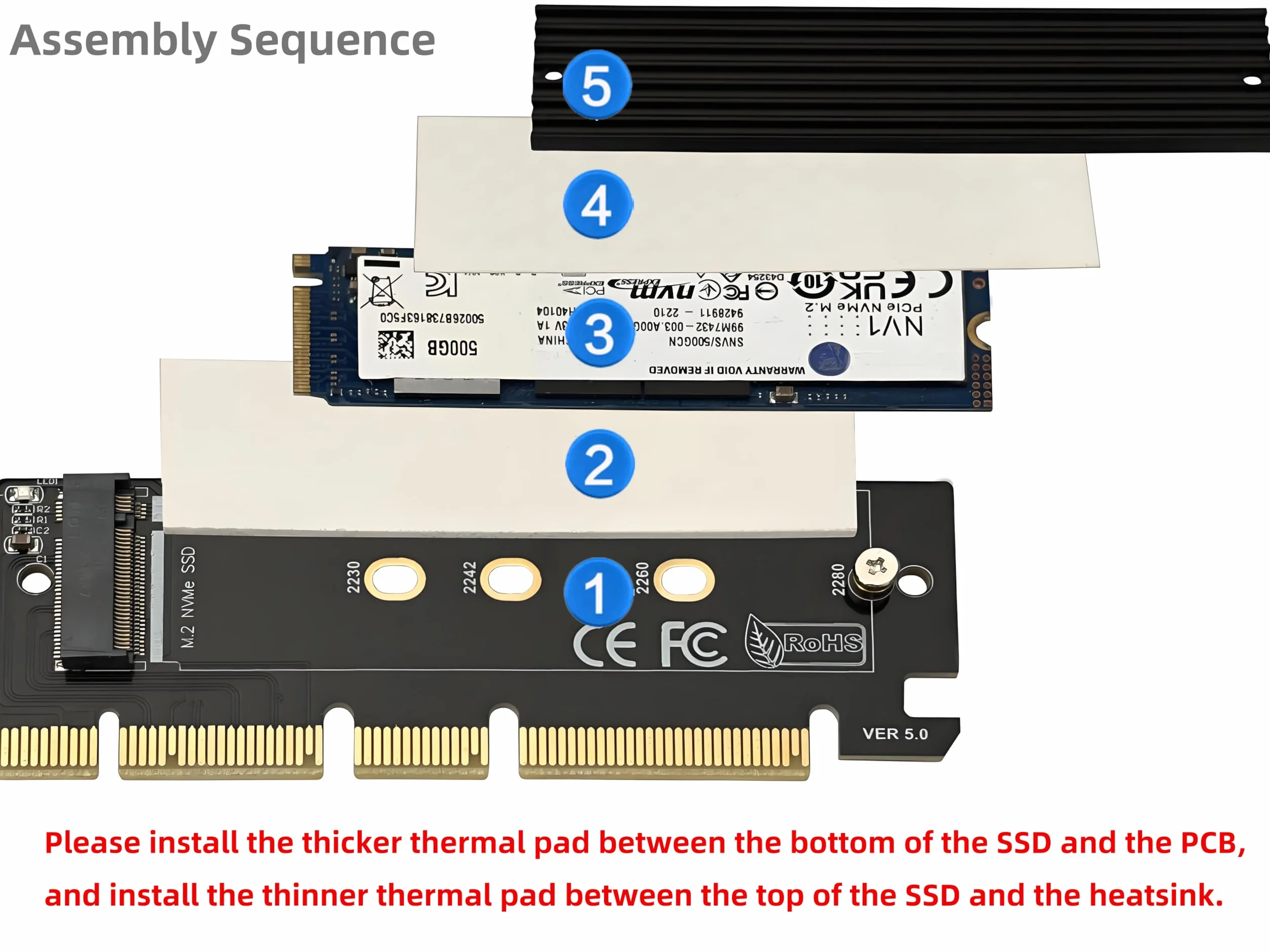 Karta adaptera PCIe NVMe z radiatorem, interfejs x16 pasuje do gniazd x4/x8, konwertuje dysk M.2 SSD na PCIe 4.0/3.0 na komputer stacjonarny