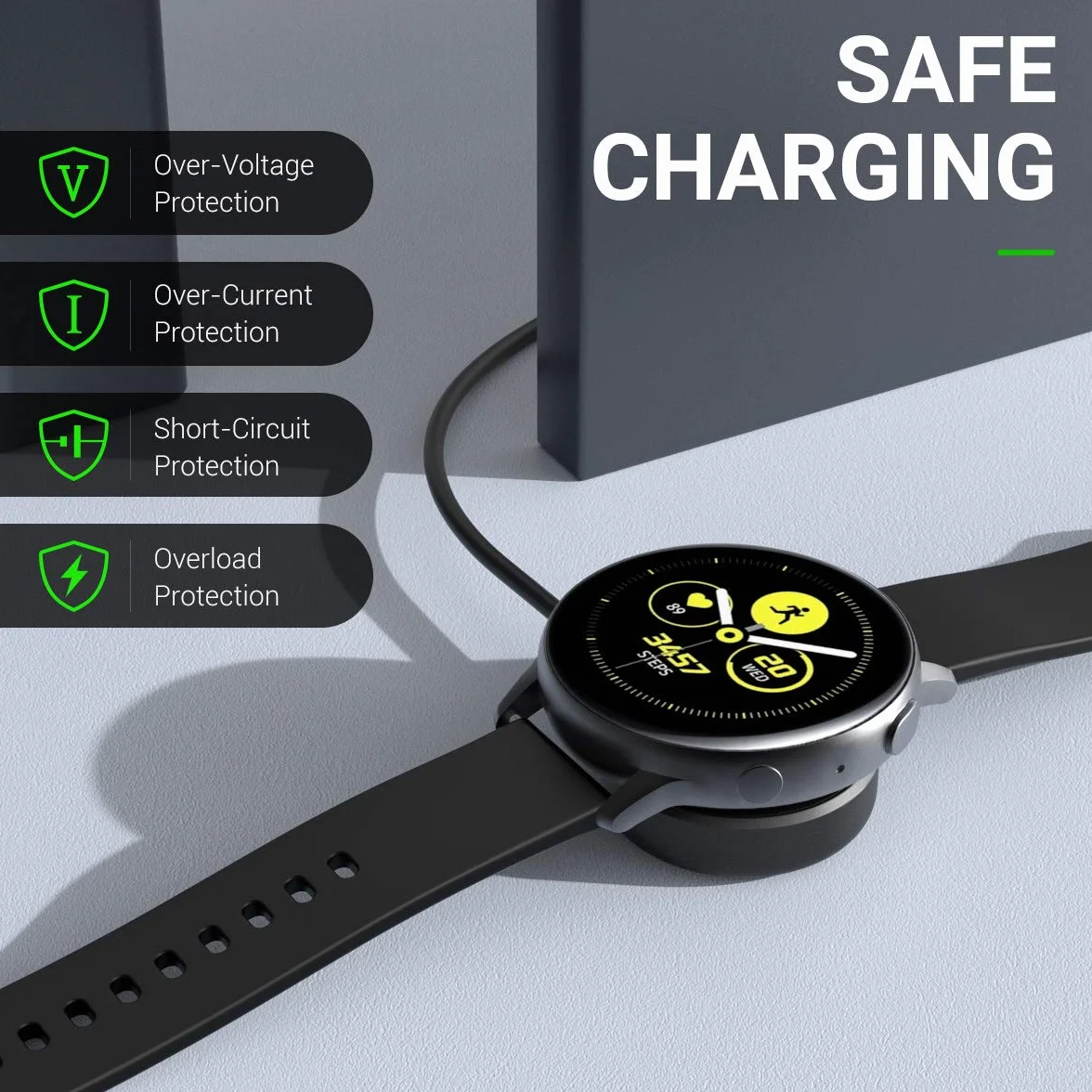 MoKo Ładowarka kompatybilna z Samsung Galaxy Watch Ultra/Watch 7/Watch FE/Watch 6/6 Classic/Watch 5/5 Pro/4/4 Classic/3/Watch Active 2/1, magnetyczna stacja dokująca do ładowania z kablem USB 1M, B