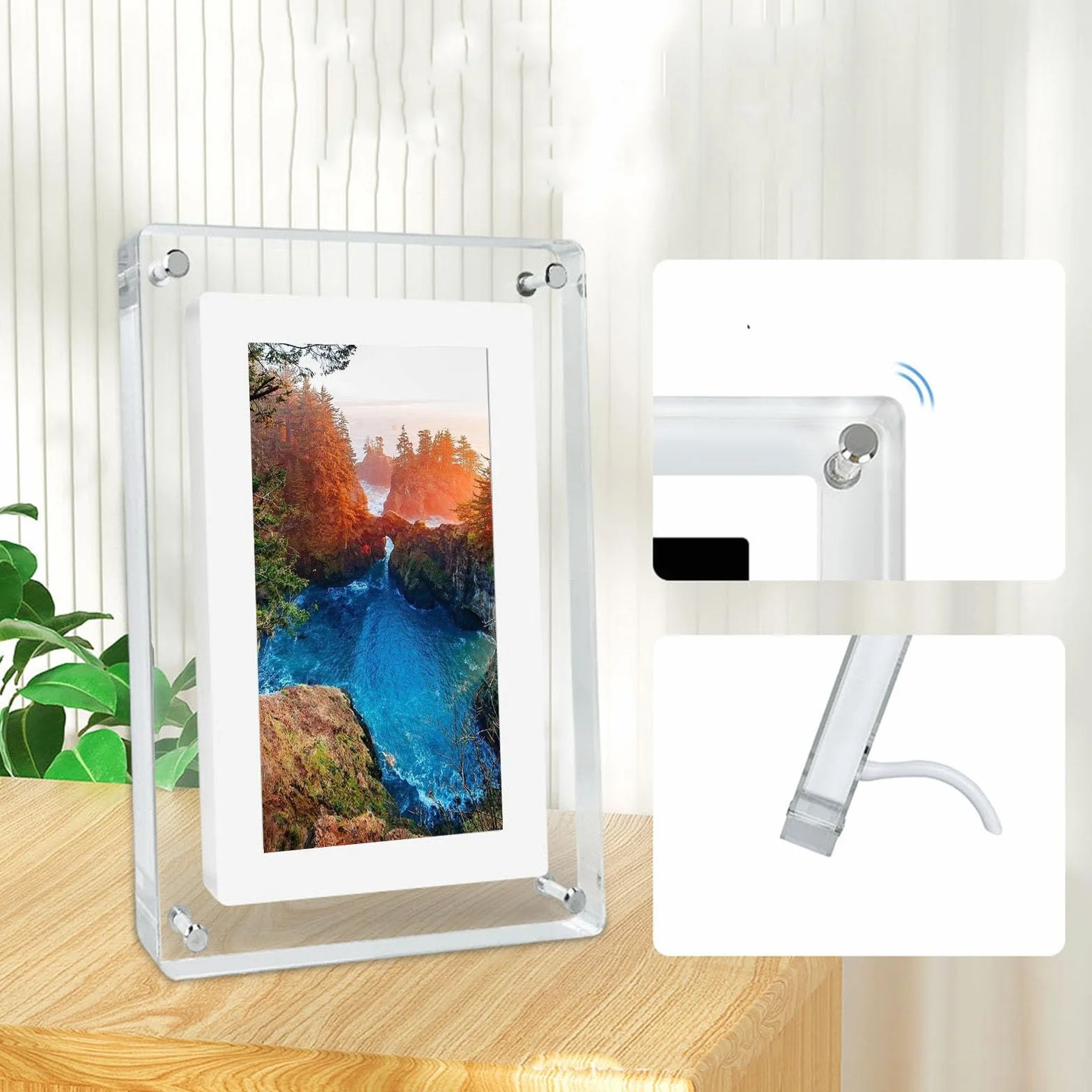 7-Calowa Przezroczysta Cyfrowa Ramka Na Zdjęcia, Inteligentny Elektroniczny Album Fotograficzny, Odtwarzacz Wideo I Zdjęć, Kreatywne Ozdoby Na Biurko, Jedno Urządzenie Do Wielu Zastosowań