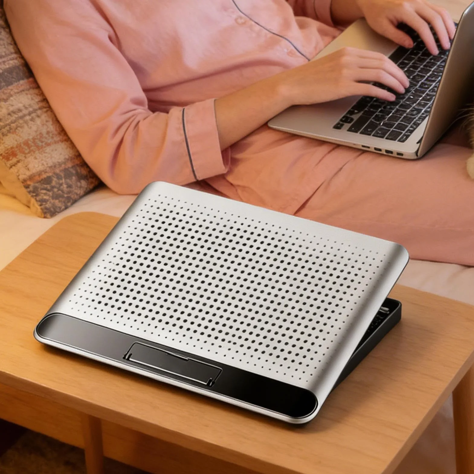 Podkładka Chłodząca Do Laptopa Regulowana Cicha Podstawka Chłodząca | Cicha Podstawka Z Wentylatorem Ze Stopu Aluminium Na Laptopa I Komputer Do Klawiatury Telefonu Tableta Domu Pracy I