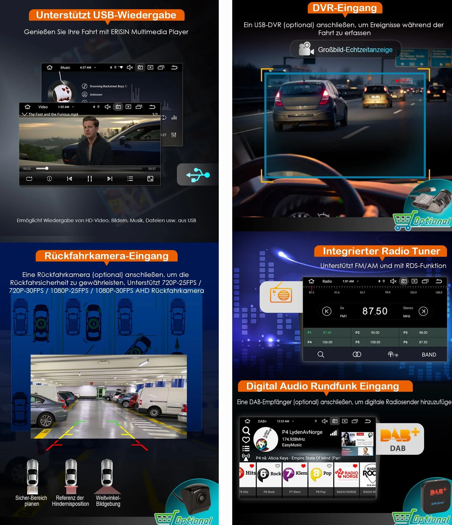 erisin Android 16 radio samochodowe GPS nawigacja do Opel Astra H Corsa C Corsa D Vectra Zafira B Signum Carplay Android Auto GPS DSP Bluetooth 5.0 WiFi 2,0 GHz CPU radio 8 rdzeni 4 GB + 64 GB