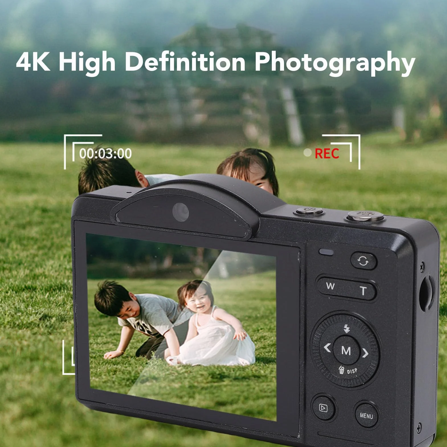 Bewinner Aparat Cyfrowy 4K do Fotografii, Aparat Vlogging 75MP z 2,8 -calowym Ekranem Dotykowym, 16x Cyfrowy Zoom, Kamery Wi -Fi Autofocus z lampą błyskową do Portretu Krajobrazu Podróży (64GB)