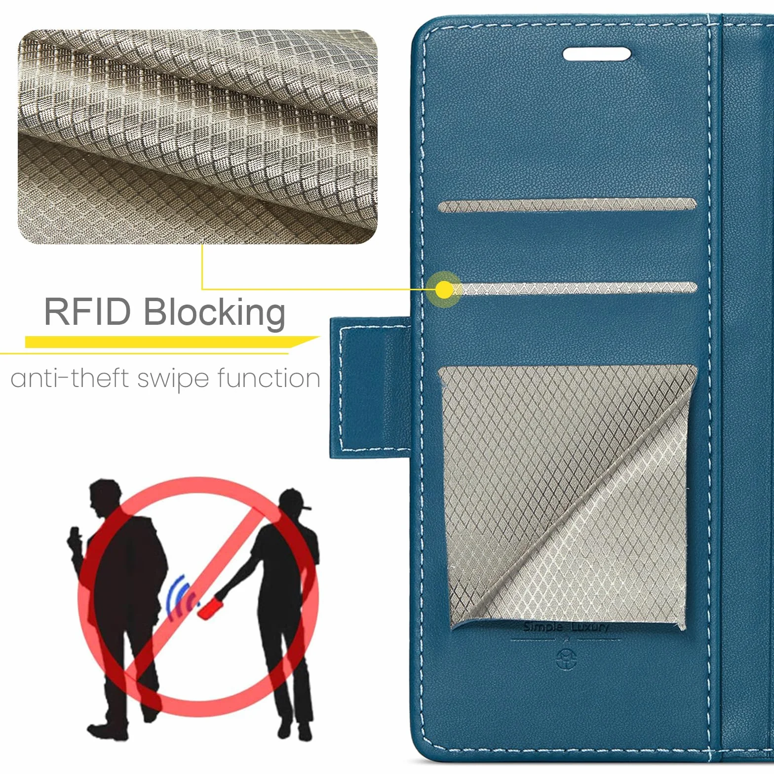 Etui do Samsung Galaxy S25 FE, wysokiej jakości skóra PU etui z klapką pokrowiec na telefon，ochrona RFID, z podpórką przegródkami na karty, odporne na wstrząsy Case, Niebieski