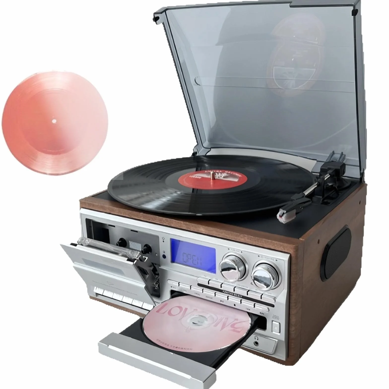 Gramofon winylowy, 3-biegowy gramofon vintage, retro odtwarzanie 9 w 1, funkcja wejścia/wyjścia dla miłośników winylu, idealny do słuchania w domu i kolekcjonerów