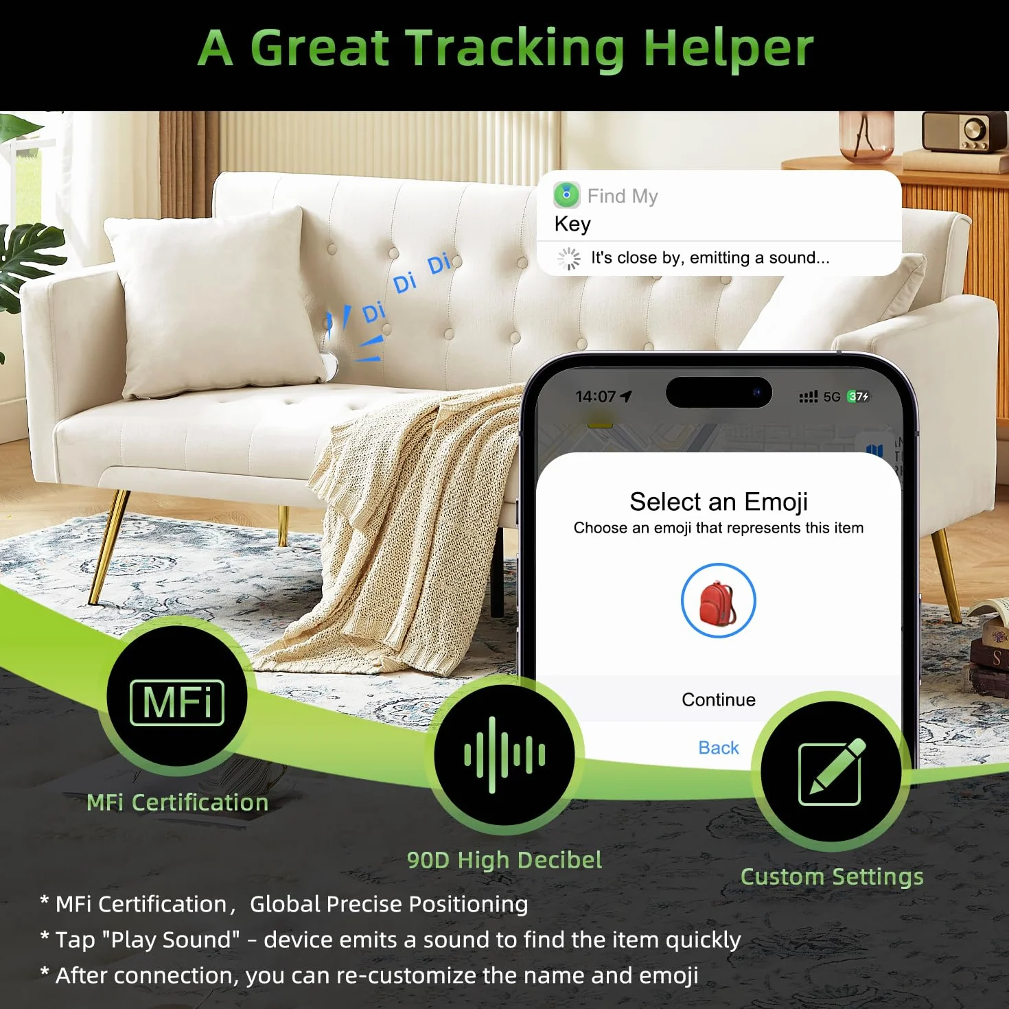 5 szt. Air Key Finder, Air Tracker kompatybilny z aplikacją Apple Where is App (iOS Only), Suitcase Tracker for Luggage/Bags/Key, Battery Life One Year, IP68 wodoodporny lokalizator GPS