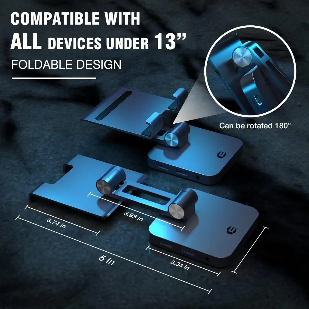 Przenośna stacja dokująca do laptopa 8 w 1, koncentrator USB C ze stojakiem, adapter typu C z HDMI 4K, 2 USB-A 3.0, 100 W PD, gniazdo audio 3,5 mm, czytnik kart SD/TF do tabletów Surface/USB C