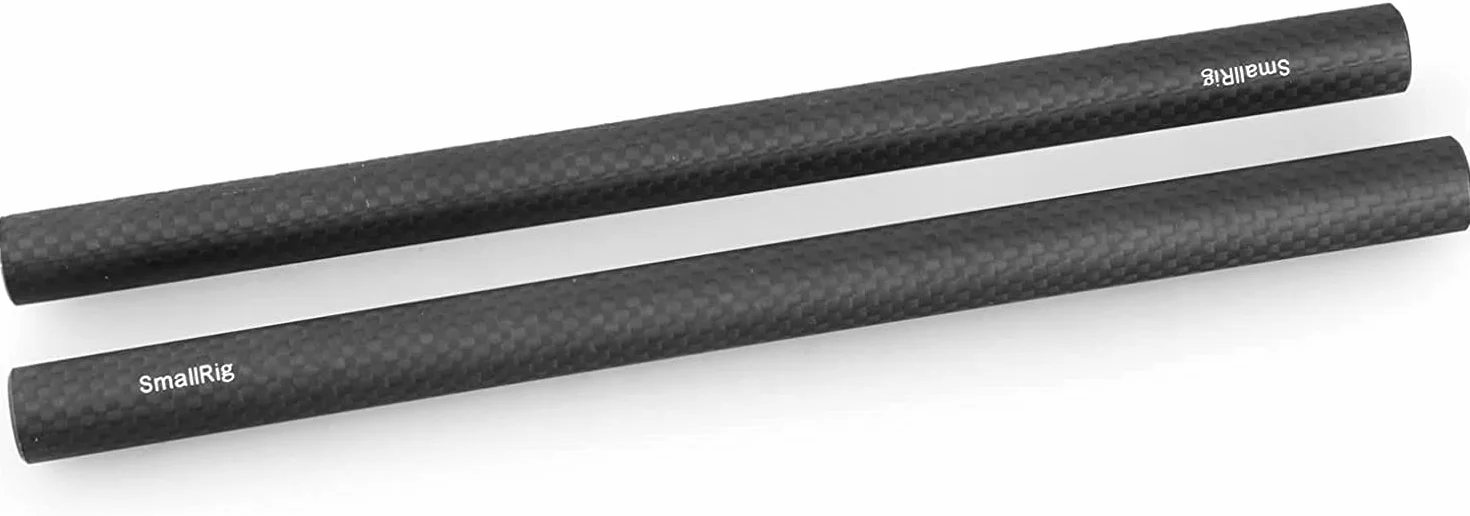 SMALLRIG Pręty z włókna węglowego15 mm (9 cali) do systemu wsporników prętów 15 mm, mocowanie LCD, podkładka na ramię, wspornik obiektywu, śledzenie ostrości 15 mm - 1690