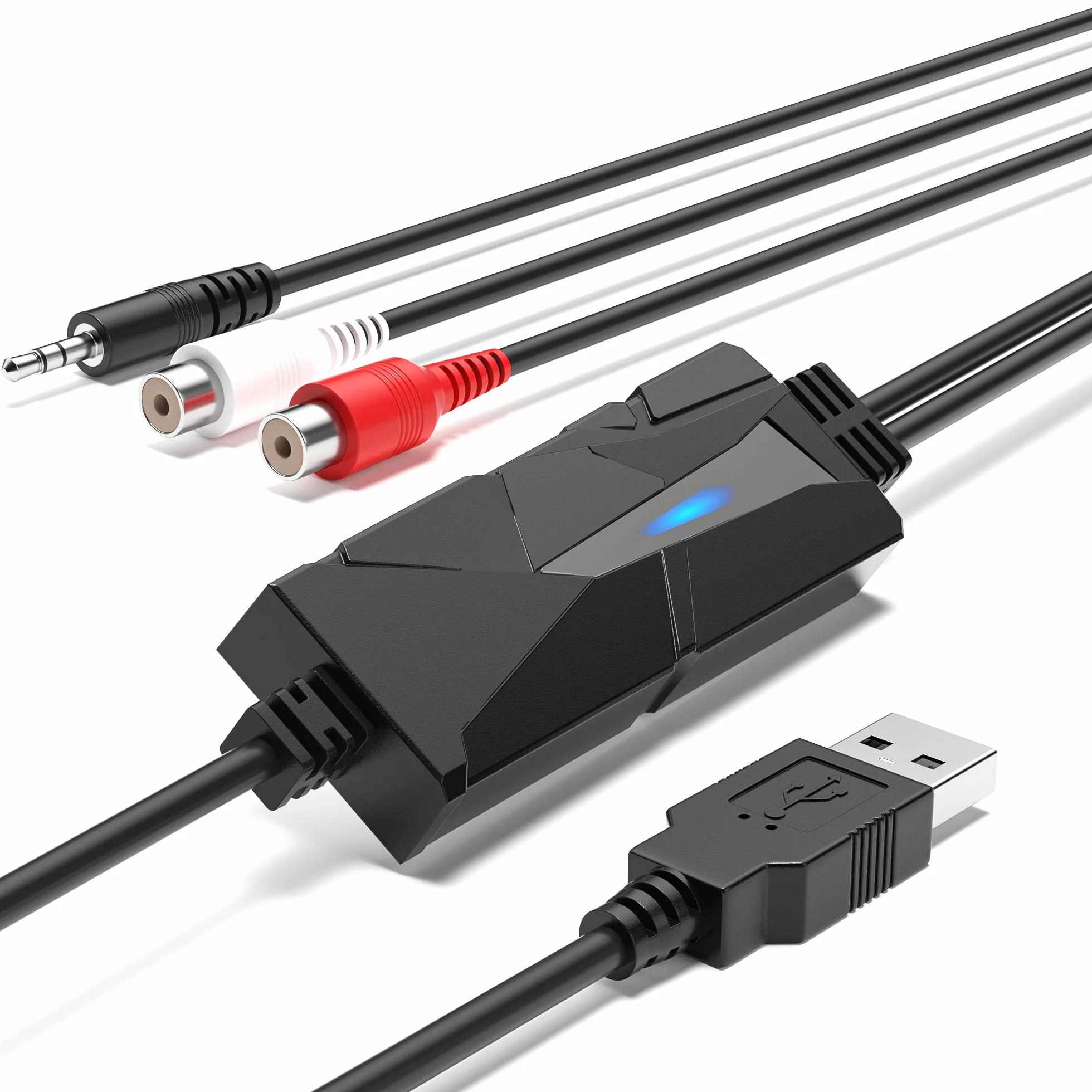 DigitalLife USB 2.0 Audio Grabber z Wejściem 3,5 mm oraz R/L Stereo – Digitalizator Audio do Winyli i Kaset, Kompatybilny z Windows/macOS