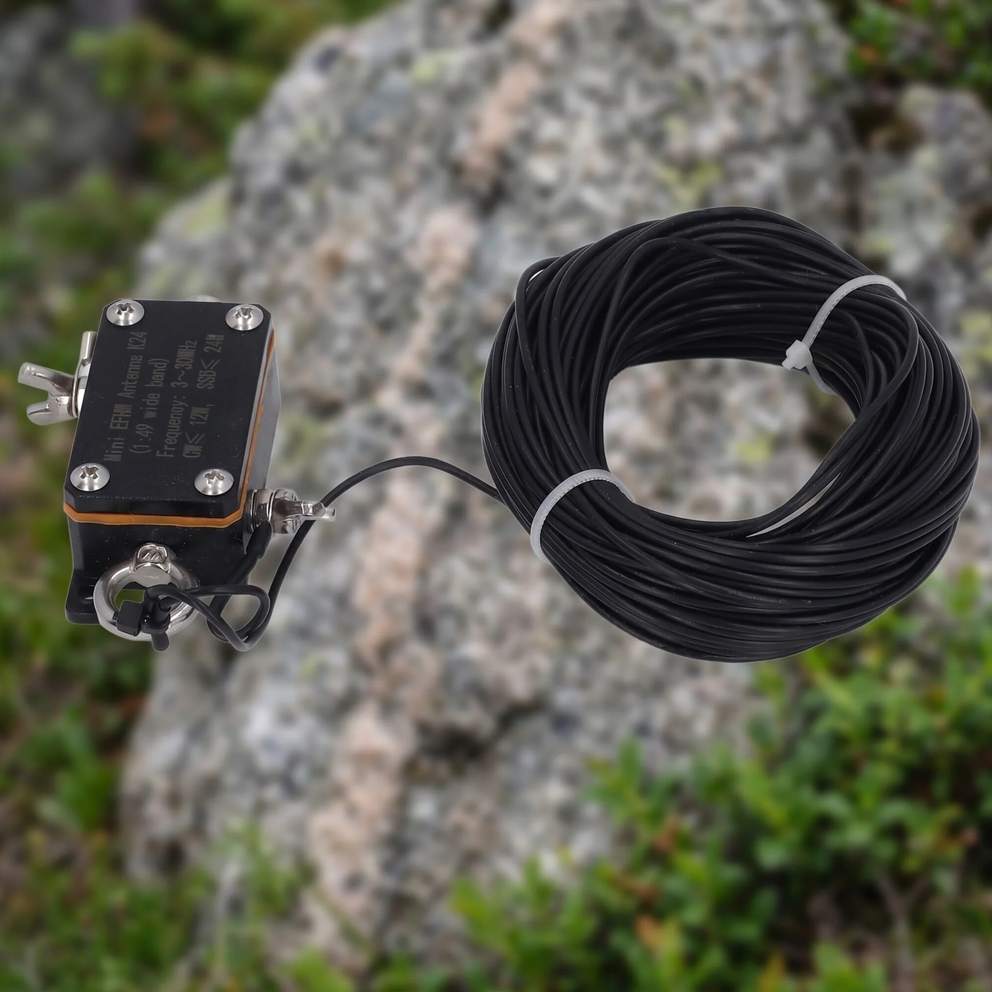 Antena Mini EFHW, Antena Krótkofalowa, Balun 1:49, 3‑30 MHz, Kompaktowy, Standardowy Interfejs, Antena Półfalowa z Zasilaniem Końcowym