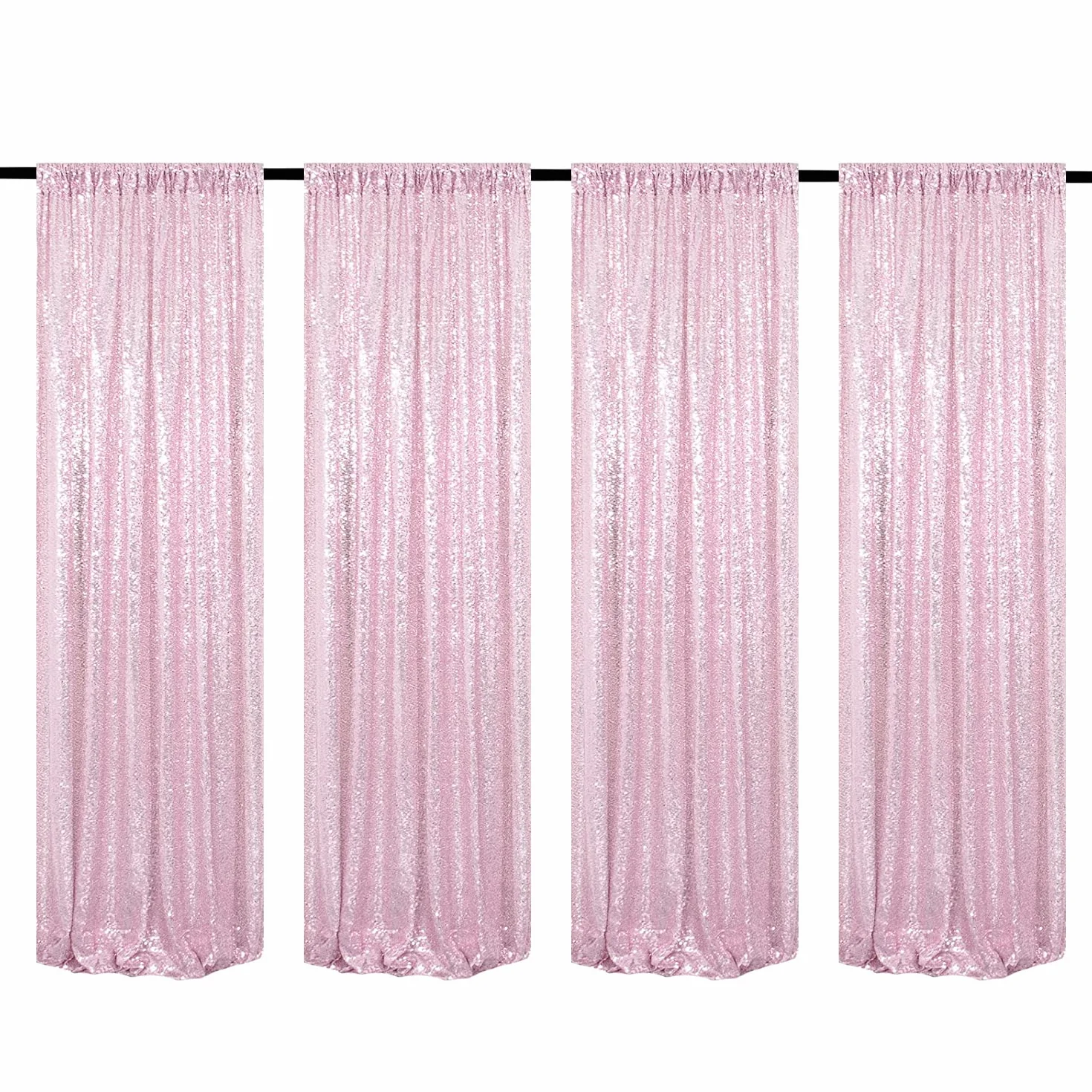 Różowe cekinowe tło zasłony 4 panele 62 x 20 cm brokatowe różowe zasłony tło fotograficzne przyjęcie ślub baby shower zasłona błyszczące tło fotograficzne