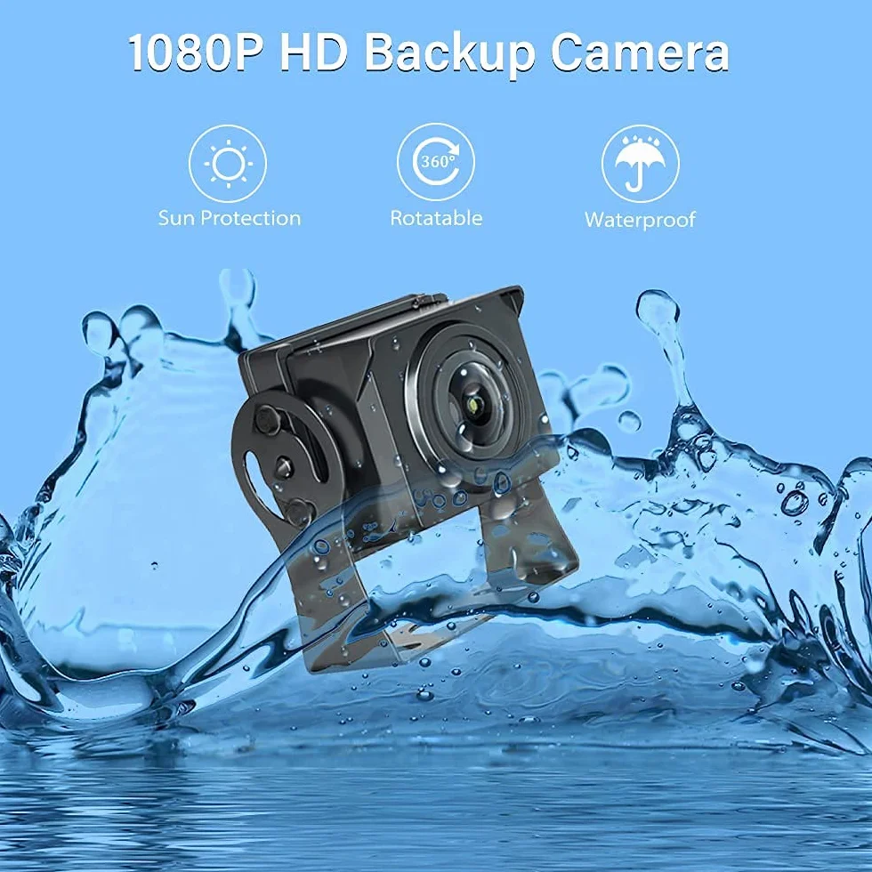 Hikity Zestaw kamery cofania FHD 1080p z 7-calowym monitorem LCD, szerokokątnymi kamerami cofania 170° Wodoodporna kamera IP69 z noktowizorem 18 IR do samochodu kempingowego/przyczepy kempingowej/cięż