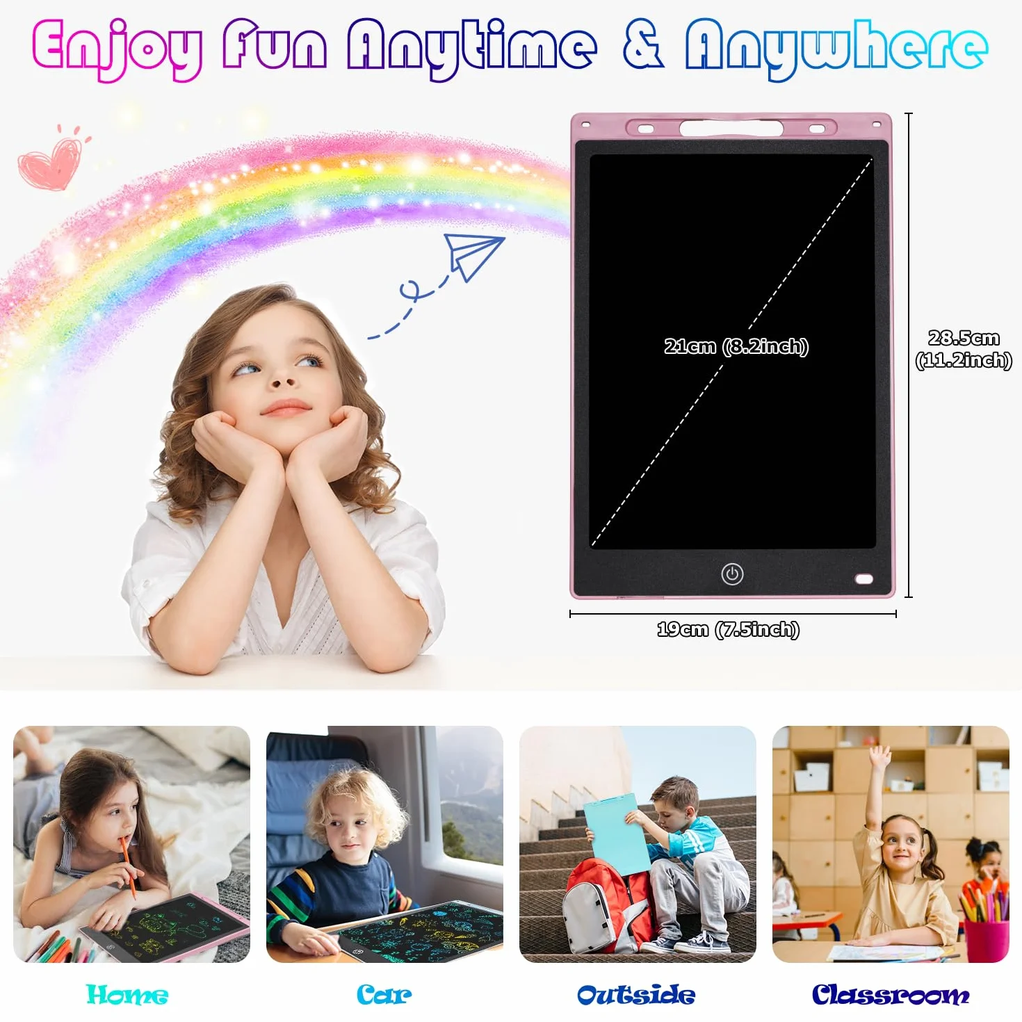 2 szt. Kolorowa, wymazywalna i wielokrotnego użytku tablet LCD do pisania dla dziewczynek w wieku 2–7 lat, tablet, rysunek dla dzieci, zabawka edukacyjna, dla dziewcząt i chłopców, prezent urodzinowy