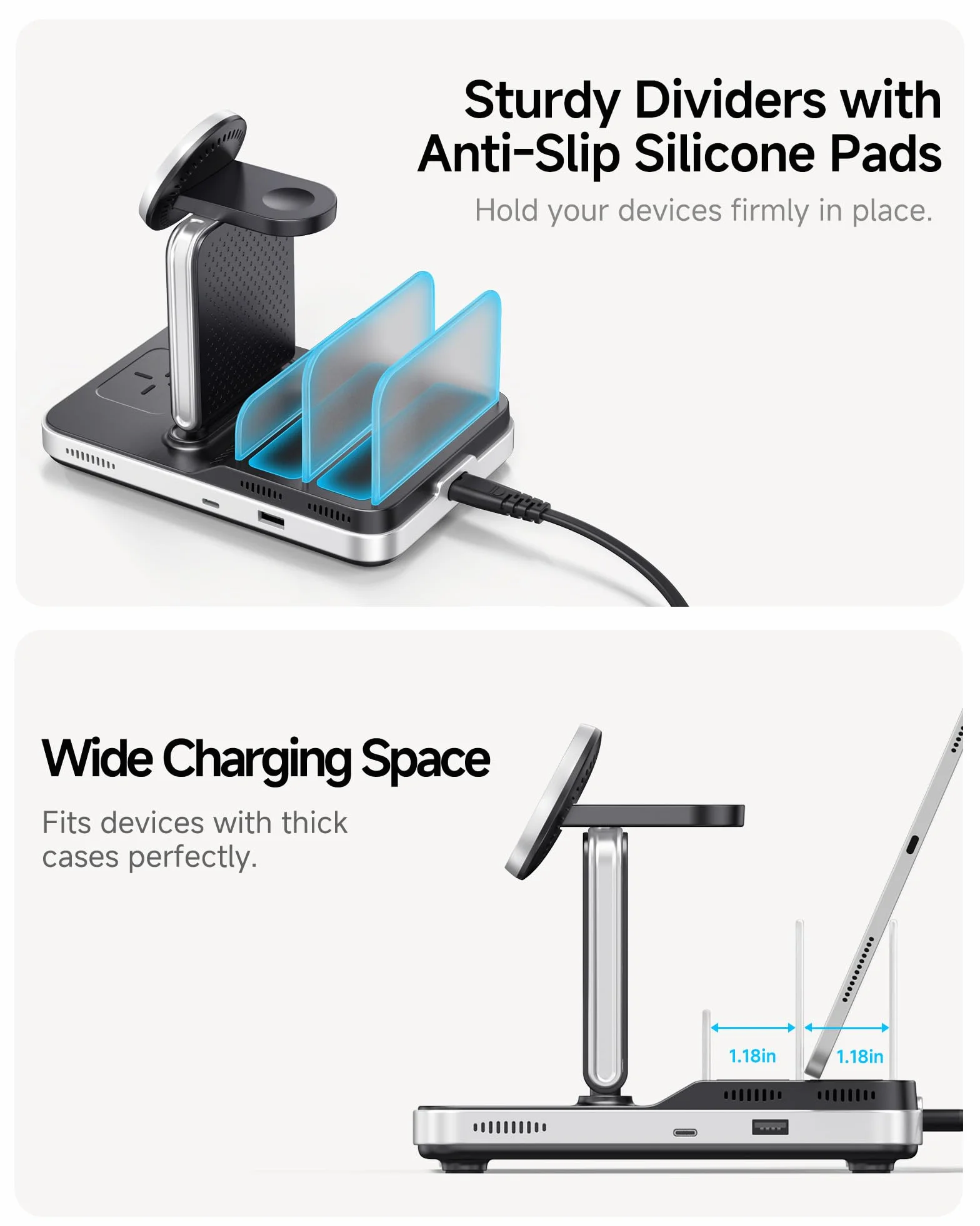 SwanScout Bezprzewodowa Ładowarka dla iPhone, Stacja 5 w 1 do Ładowania dl a iPhone 17/16/15, Składana Stojak do Ładowania dla Apple Watch Ultra 2/10, dl a AirPods/iPad/Tablet/Switch, SwanScout 901M