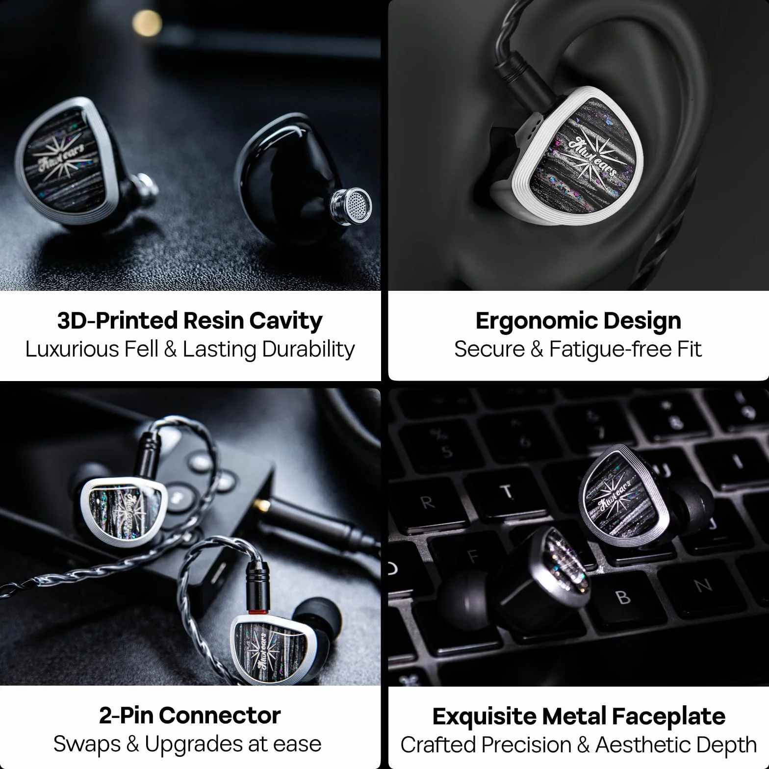 Linsoul Kiwi Ears Aether słuchawki douszne, 15,3 mm duży płaski przetwornik IEM, przewodowe słuchawki HiFi, słuchawki do gier z odłączalnym kablem 2Pin dla profesjonalnych muzyków i audiofilów