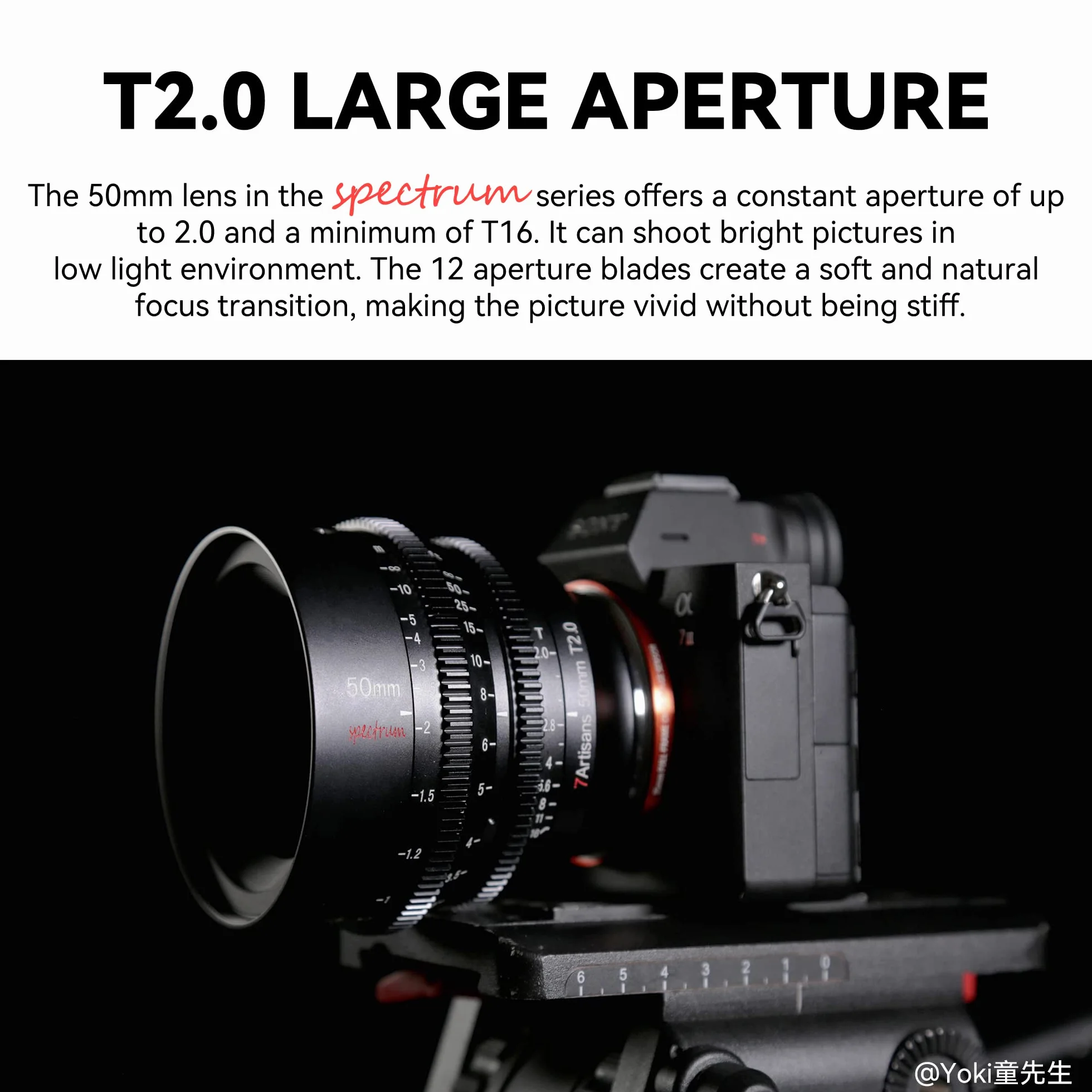 7artisans 50 mm T2.0 duża przysłona pełna ramka Cine obiektyw L-Mount, ręczne ustawianie ostrości i niskie zniekształcenia obiektyw kinowy aparaty bezlusterkowe kompatybilne z Sigma FP, Panasonic S1