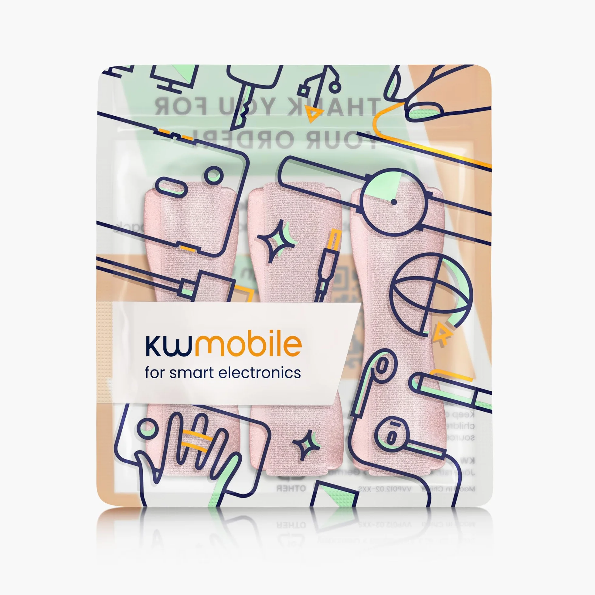 kwmobile Uchwyt na palec do smartfona 3 zestaw – uchwyt na telefon komórkowy, obsługa jedną ręką, 3 x uchwyt na telefon komórkowy w kolorze różowego