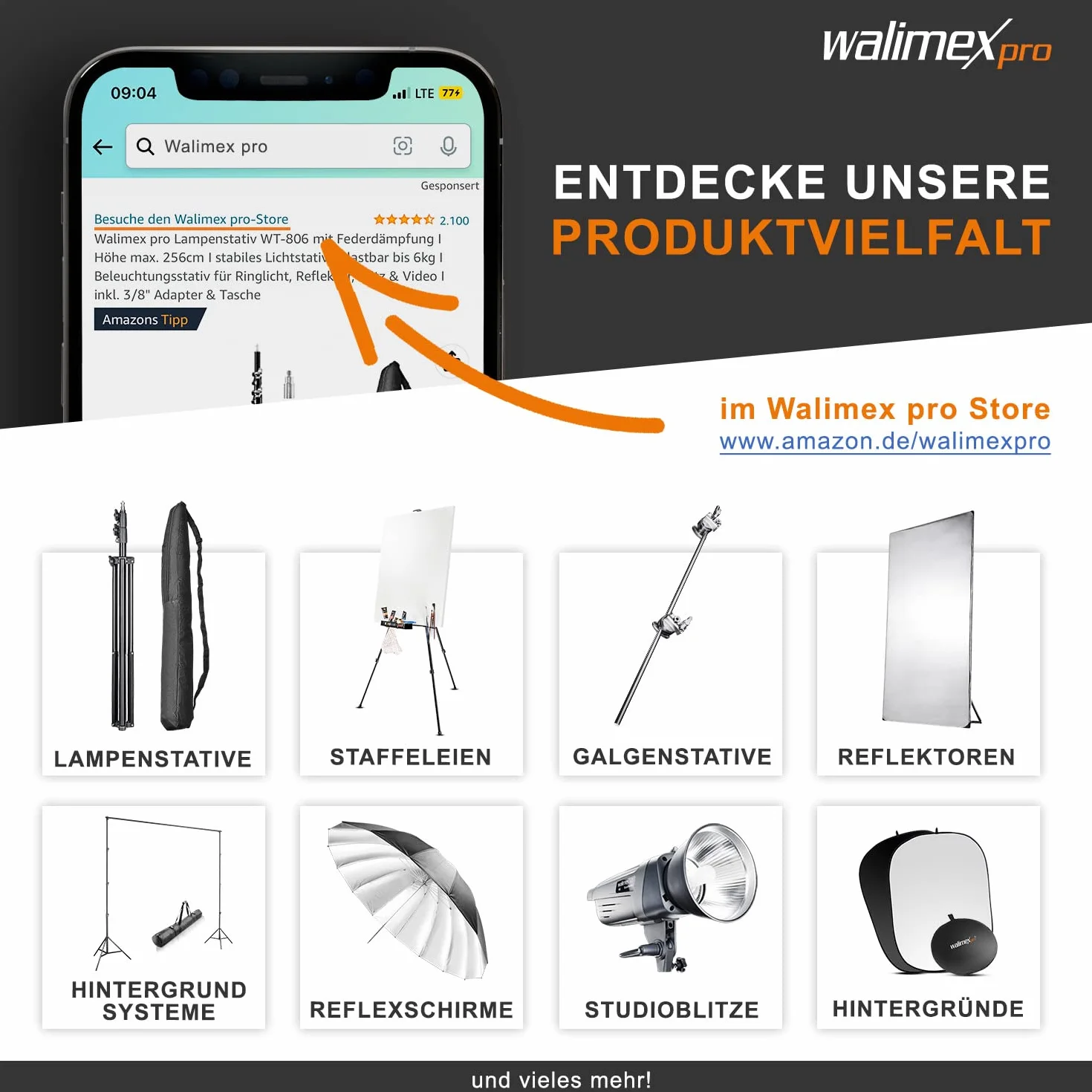 walimex Pro 2 x statyw do lampy WT-806 ze sprężynowym amortyzatorem I Max. 256 cm I stabilny statyw oświetleniowy, który może wytrzymać do 6 kg