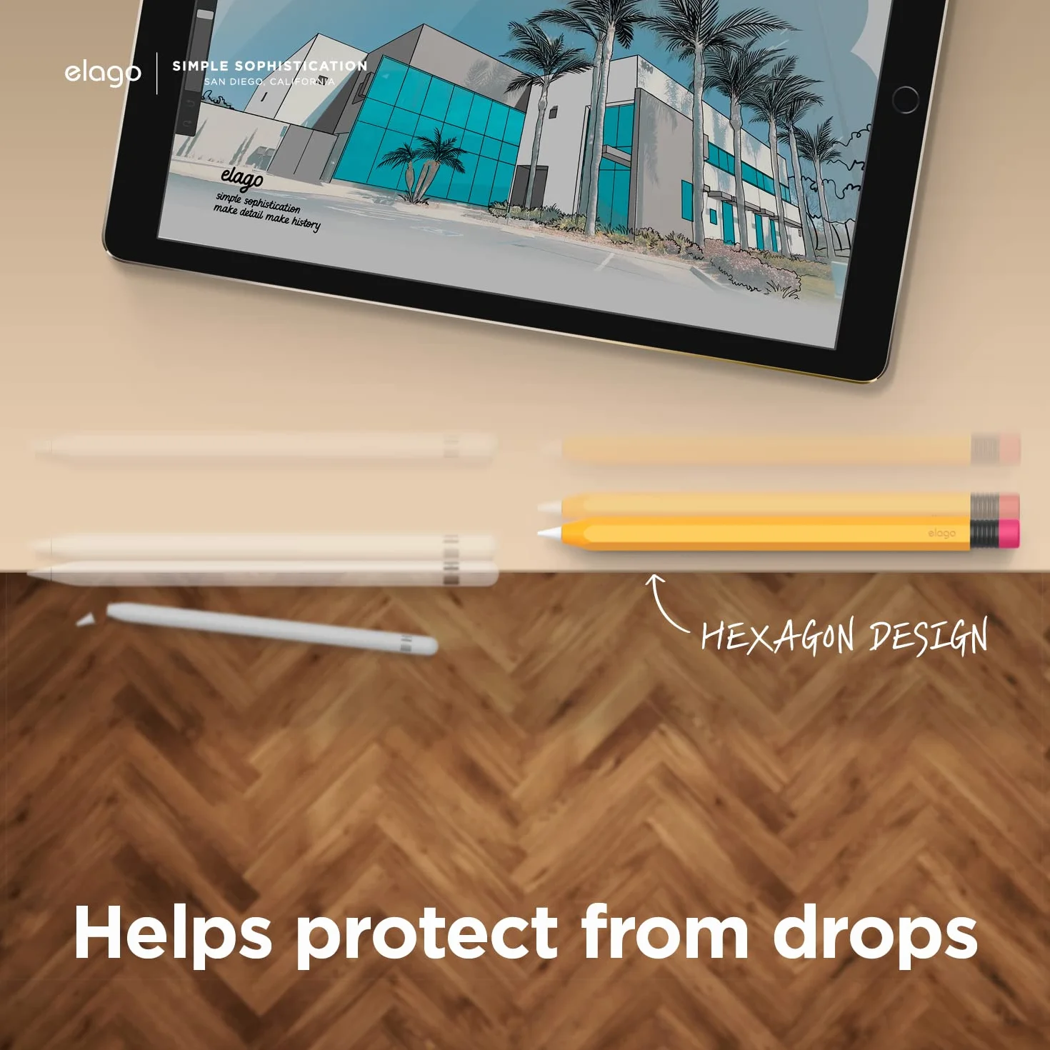 elago Classic Pencil Case Kompatybilny z Apple Pencil First Generation, klasyczny design, trwały silikon (żółty)