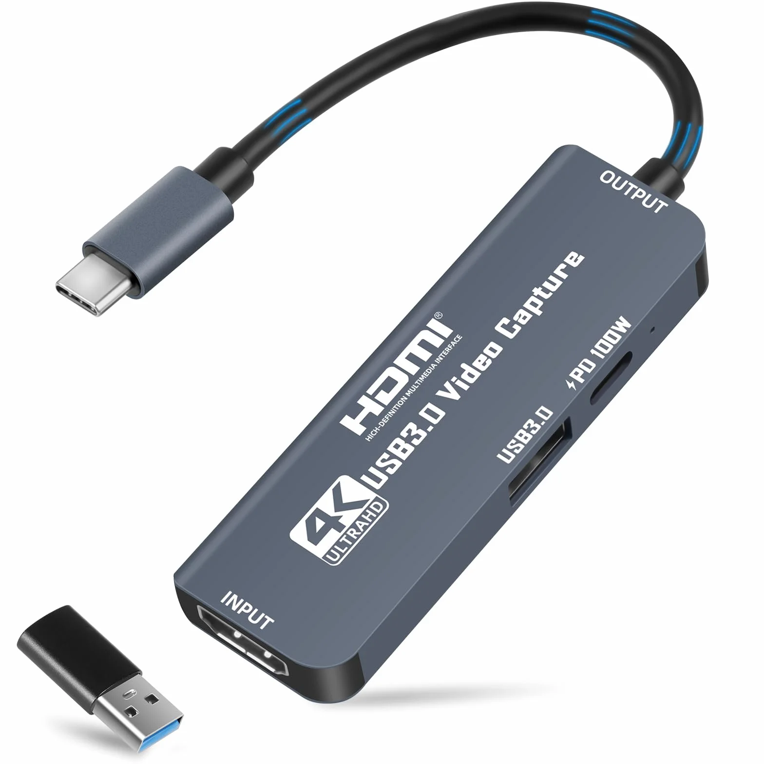 Flintronic Karta do przechwytywania wideo 1080p HDMI na USB/USB C do gier i transmisji