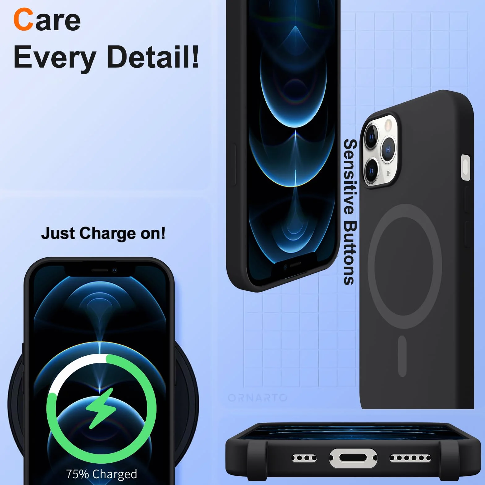 Etui na telefon iPhone 12 Pro Max MagSafe magnetyczne na szyję czarne