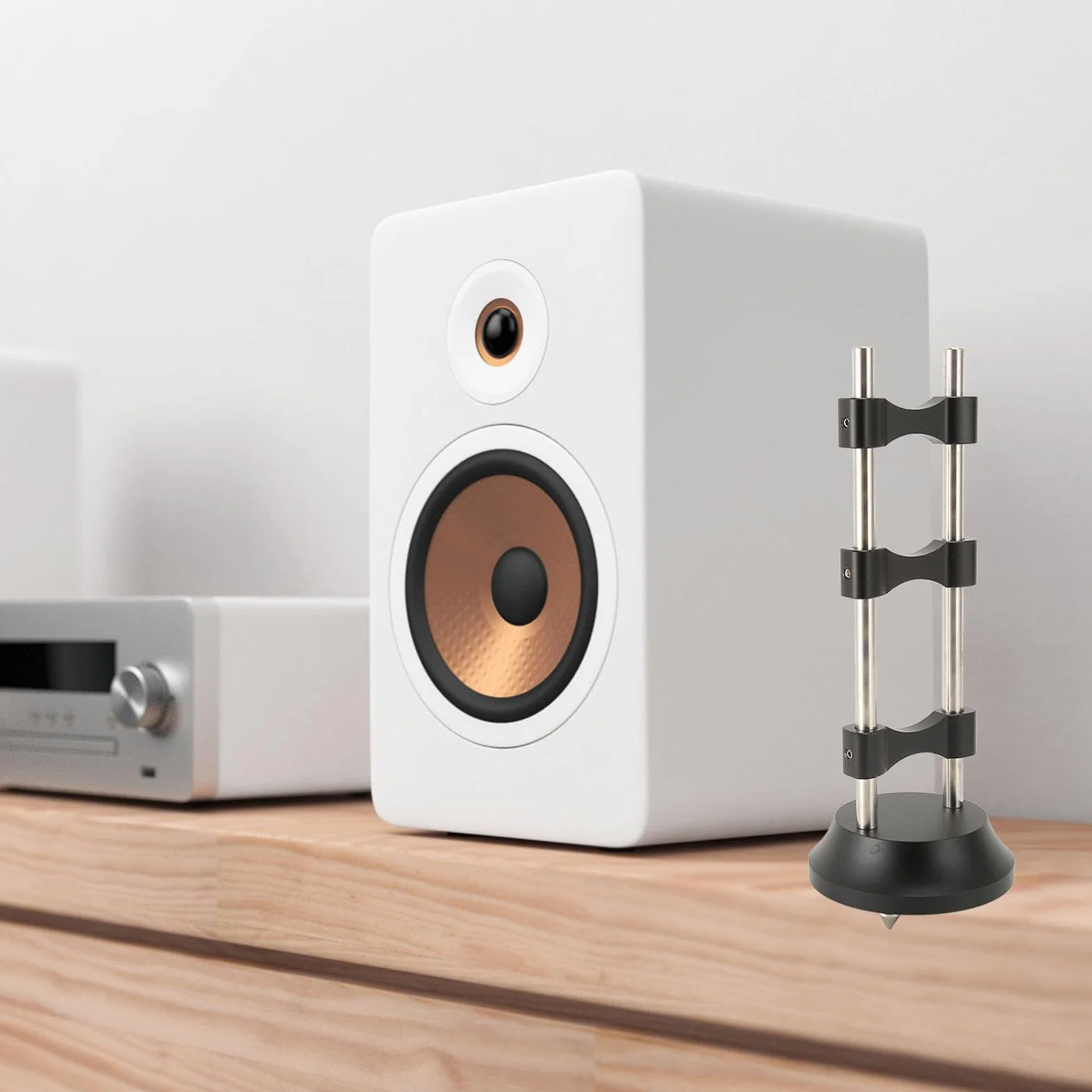 Stojak na Kable HiFi Stop Aluminium Redukujący Wibracje Stojak na Organizery na Głośniki i Wzmacniacze 9,8 Cala
