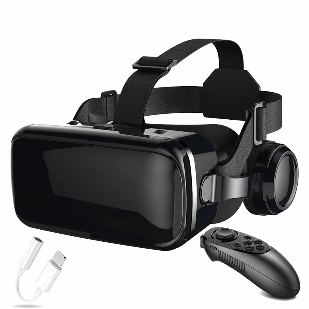 Okulary VR, zestaw słuchawkowy z wirtualnej rzeczywistości, zestawy słuchawkowe VR obsługujące Android i IOS, połączenie Bluetooth do iPhone 13 Pro Max/13 Pro/12/11, do Samsung Galaxy S21, Huawei, Xiaomi