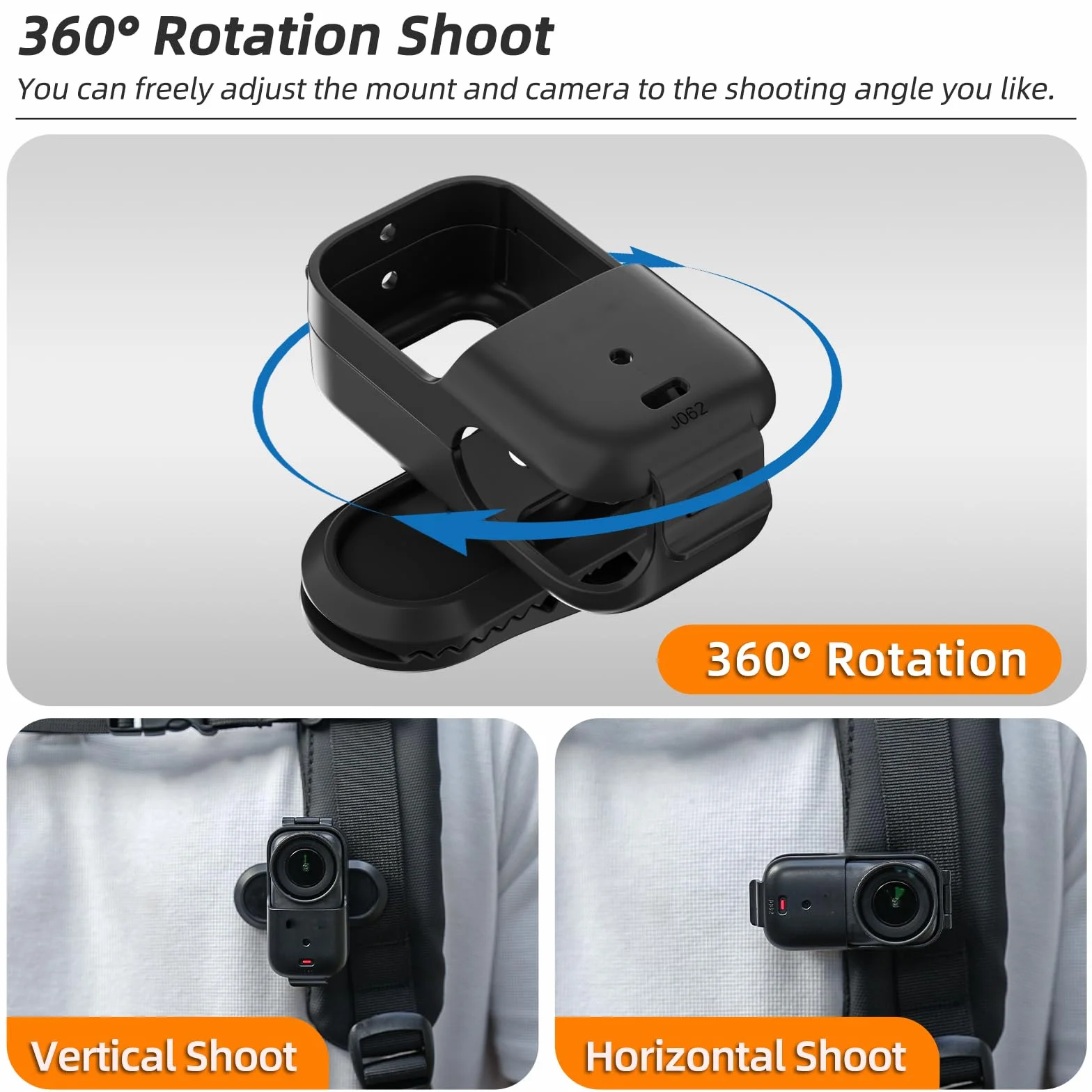 Klips do plecaka do DJI Osmo Nano, łatwy klips zacisk stojak szybkie zwalnianie uchwyt adaptera, kamera sportowa obracany o 360° wspornik fotografowania stała ramka akcesoria