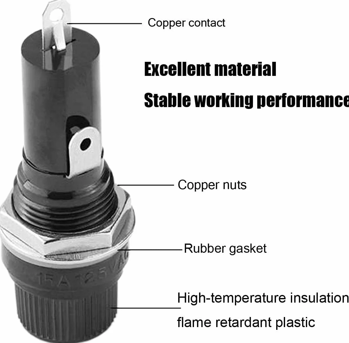 Gebildet Uchwyt Bezpiecznika 5 x 20mm AC 10A 250V Czarny z Zakrętką Śrubową