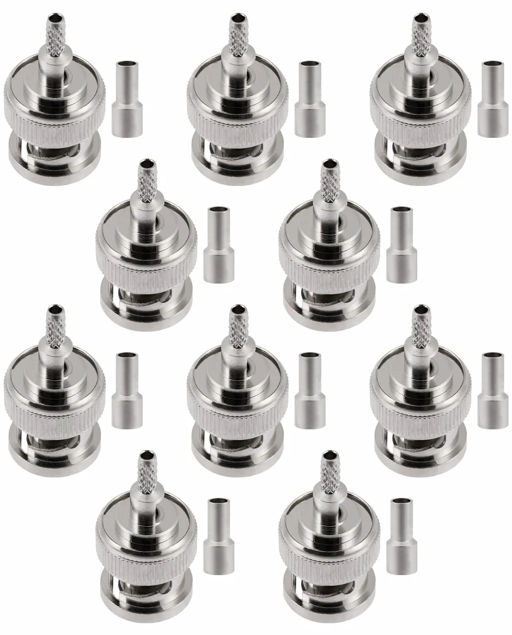 Vecys 10 PCS BNC Męskich Złączy 50 Ohm BNC Męskie Zaciskane Złącze dla RG316 RG174 RF Koncentryczny Kabel