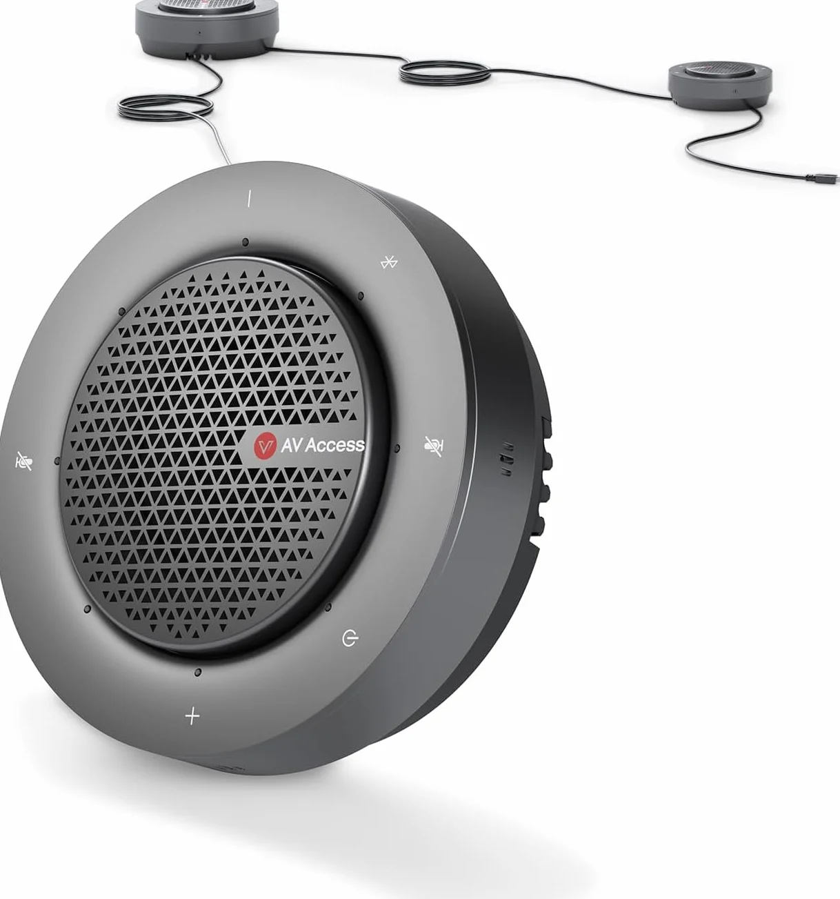 Conference Speakerphone, Daisy Chain up to 9 Speakerphones for 50 People, USB & Bluetooth Speaker with 4 Mics AI Noise Cancellation 360° Voice Pickup for Zoom,Teams,Conference Call Large Meeting Room