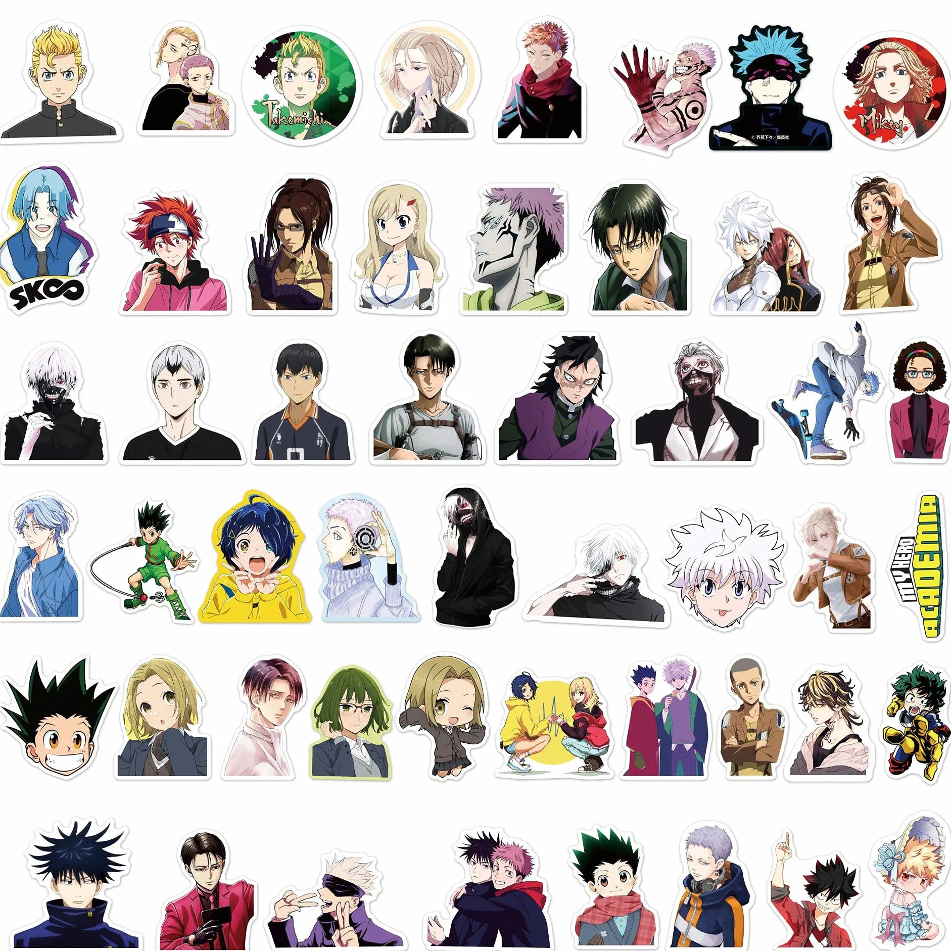 100 sztuk Anime mieszane naklejki na walizkę deskorolka laptop butelki na wodę samochód nastolatki chłopcy dziewczęta wodoodporna naklejka