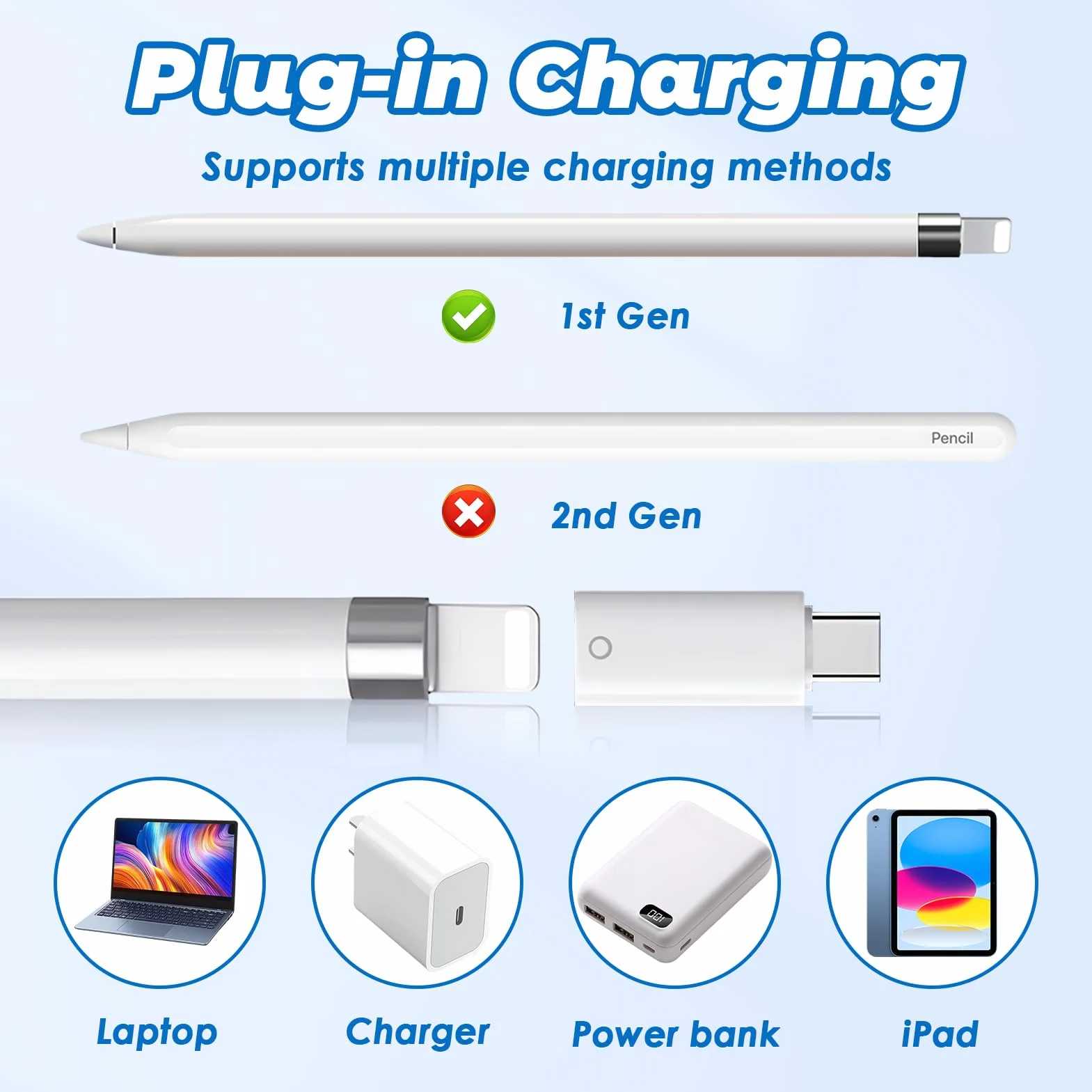 Adapter ładowania USB C na ołówek do ładowania kompatybilny z Apple Pencil 1. generacji