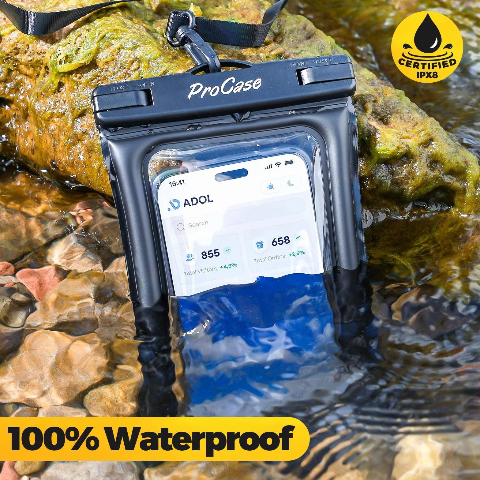 ProCase 2 sztuki pływających wodoszczelnych etui na telefon komórkowy, pływające wodoodporne etui na telefon komórkowy do iPhone 14 13 12 11 Pro Max/Galaxy A13 A53 S22 S21 i innych smartfonów – czarne