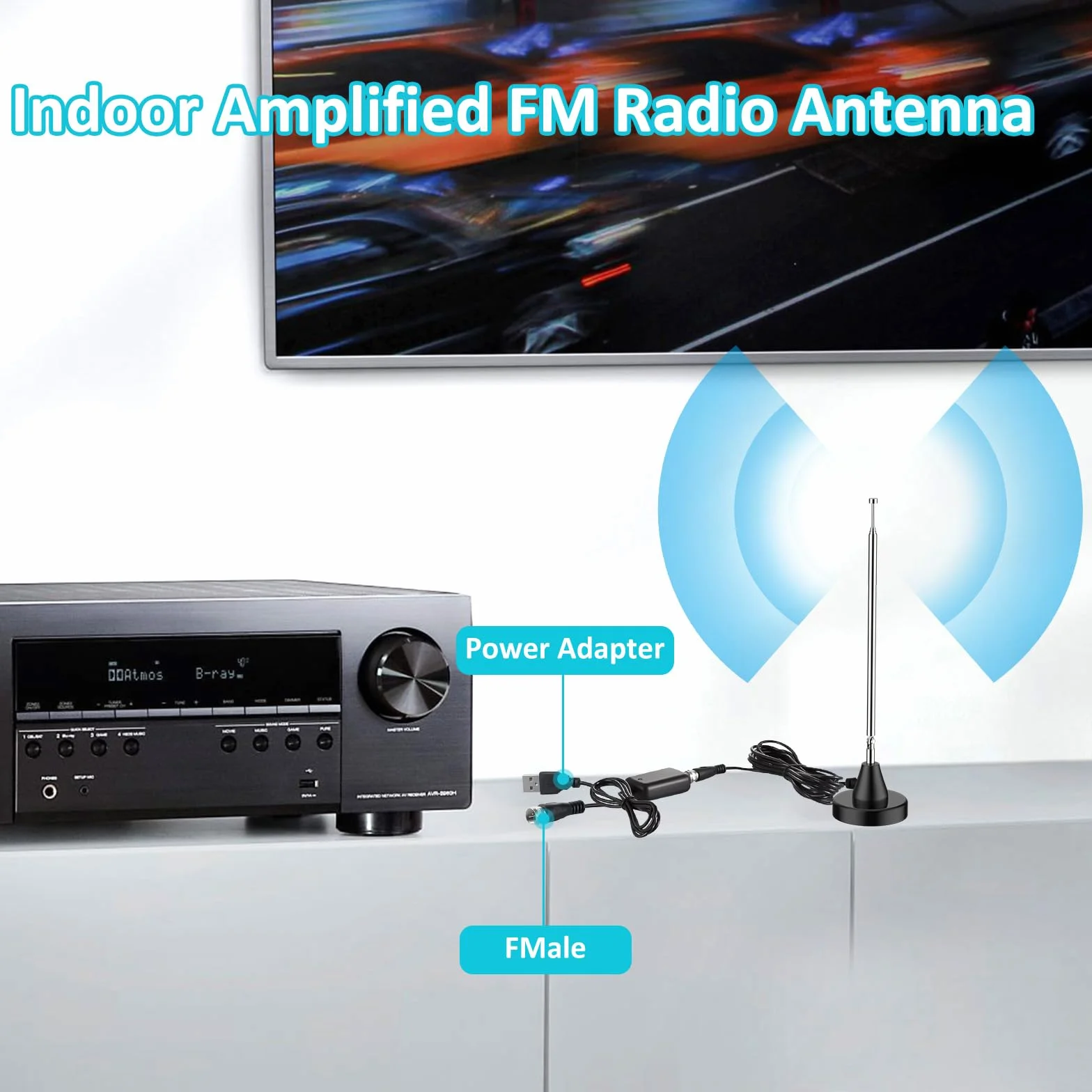 DAB UKW Radioantenne Cyfrowa antena teleskopowa do pomieszczeń DAB FM Radio Antena z magnetycznym podstawą 3 m kabel wydłużający dla stereoodbiornika radiowego Odbiornik AV