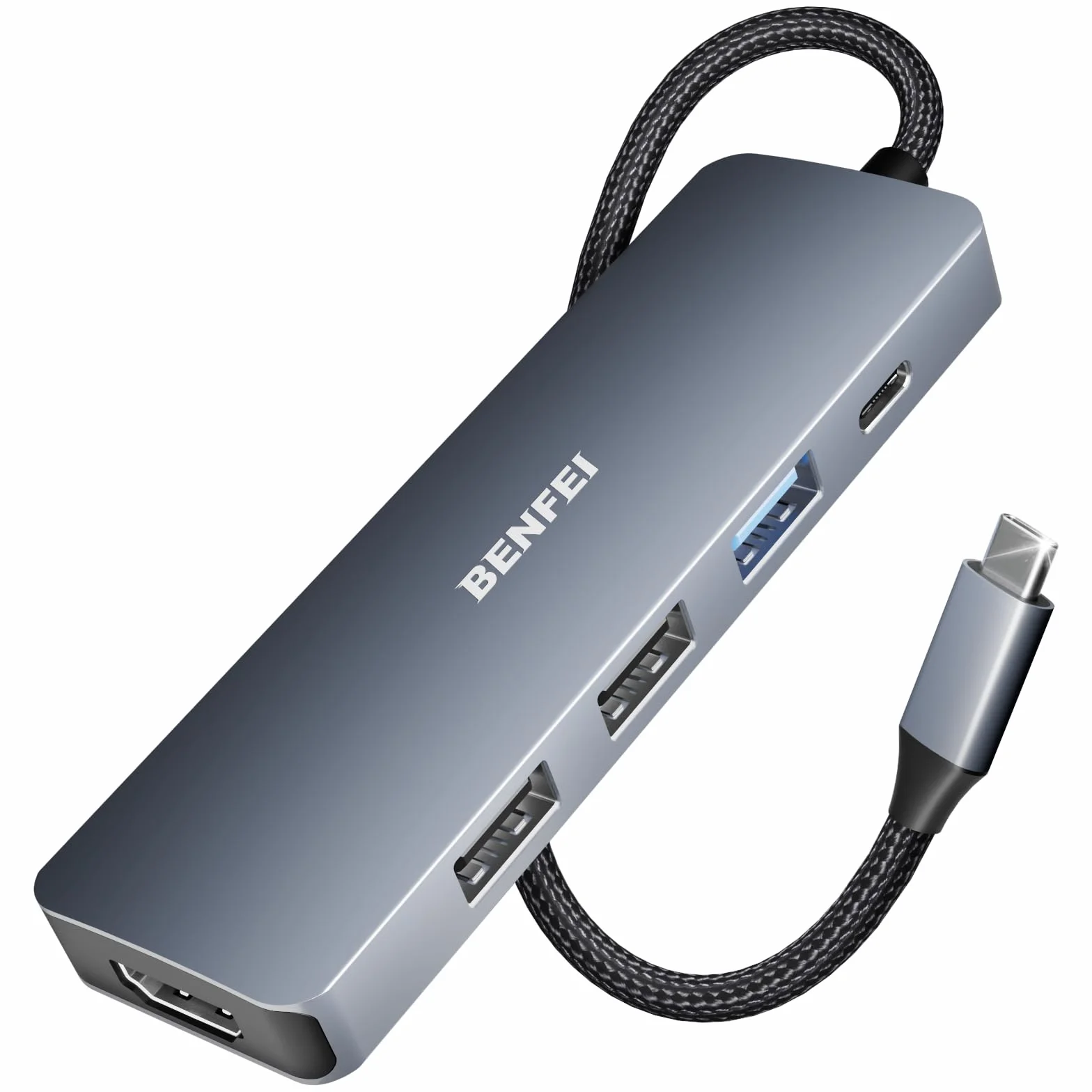 BENFEI USB C Hub 5 w 1 4K HDMI 100W 3 USB-A Aluminiowa Obudowa MacBook Pro Air iPad Pro iMac XPS ThinkPad