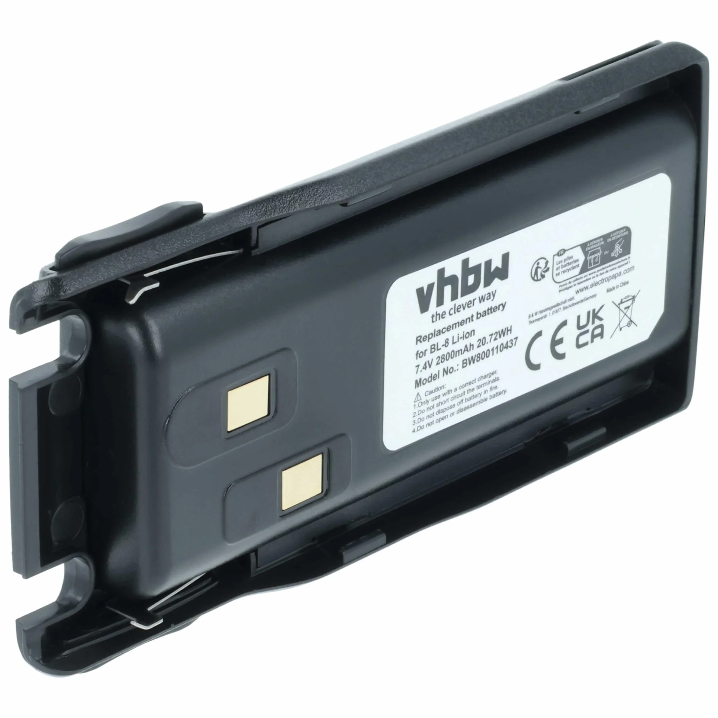 vhbw Bateria zamienna do Baofeng BL-8 do krótkofalówki, Walkie Talkie (2800 mAh, 7,4 V, litowo-jonowa)