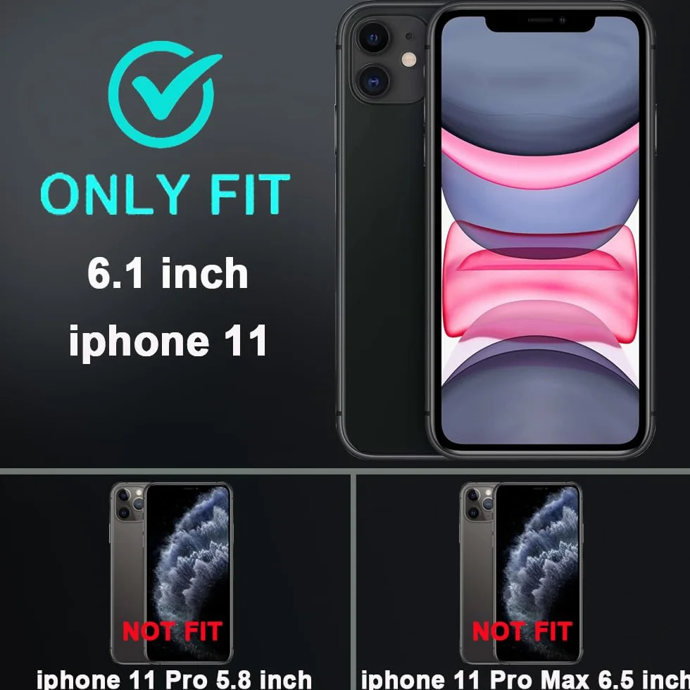 Etui do iPhone'a 11 z 2 szt. ochraniaczy ekranu ze szkła hartowanego i 1 szt. ochraniaczy obiektywu aparatu, klasa wojskowa 3 w 1, wytrzymałe, odporne na wstrząsy, upadki, kurz, czarne
