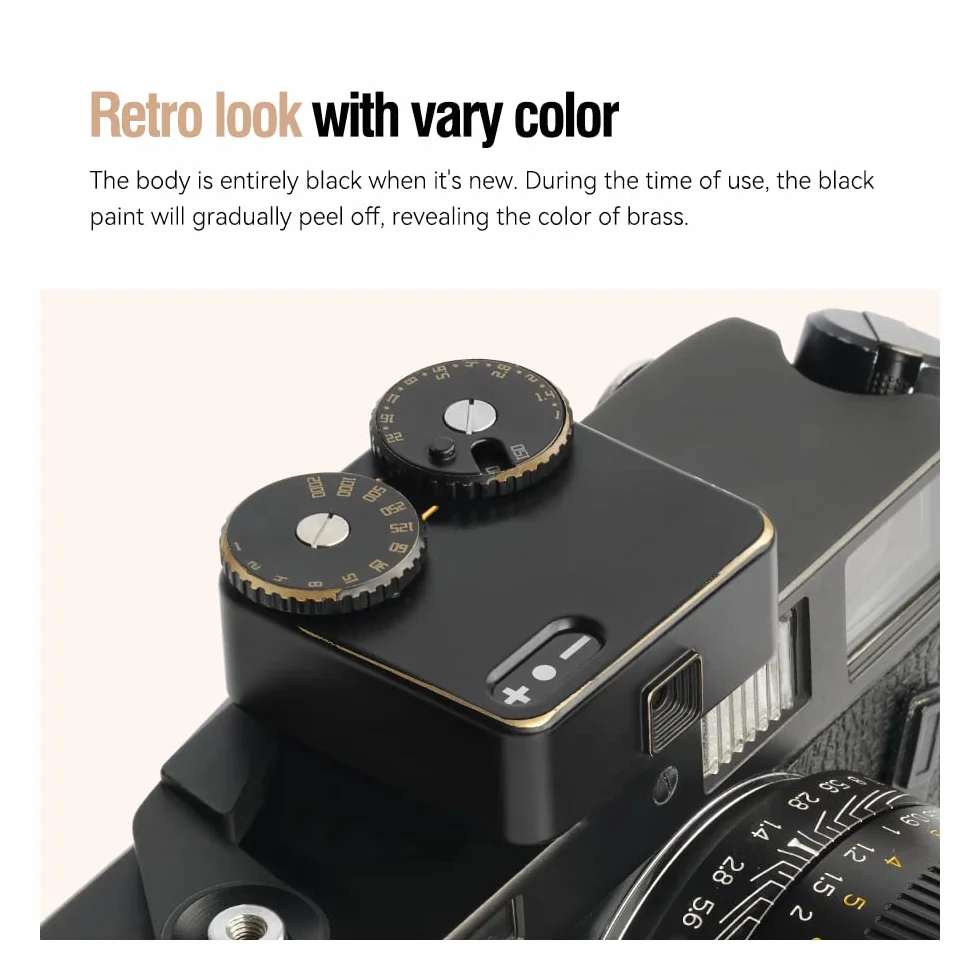 TTArtisan Light Meter dwa cyferblaty, miernik oświetlenia, do fotografii, kompatybilny z różnymi aparatami (mosiądz czarny)
