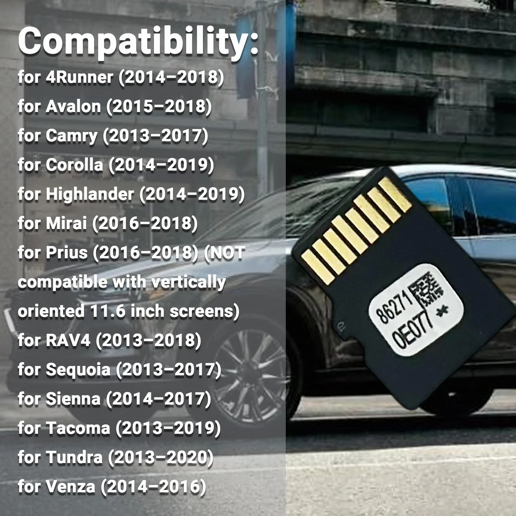 2025 najnowsza karta SD do nawigacji GPS kompatybilna z Toyota Highlander Tacoma 4Runner RAV4 Camry Corolla Tunder, aktualizacja karty micro SD mapy GPS USA/Kanada, zamiennik 86271-0E077