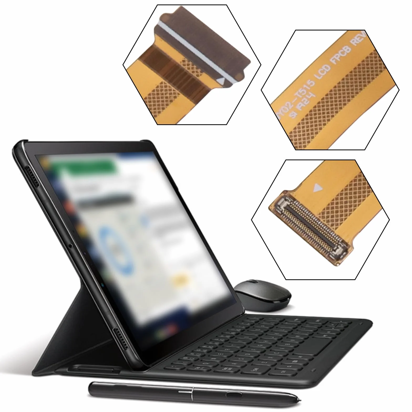 OTOTEC 2 x tablet LCD elastyczny kabel do tabletu wewnętrzny kabel taśmowy wyświetlacz LCD elastyczny kabel kompatybilny z Samsung Galaxy Tab A 10.1 2019 SM-T510 SM-T515 tablet