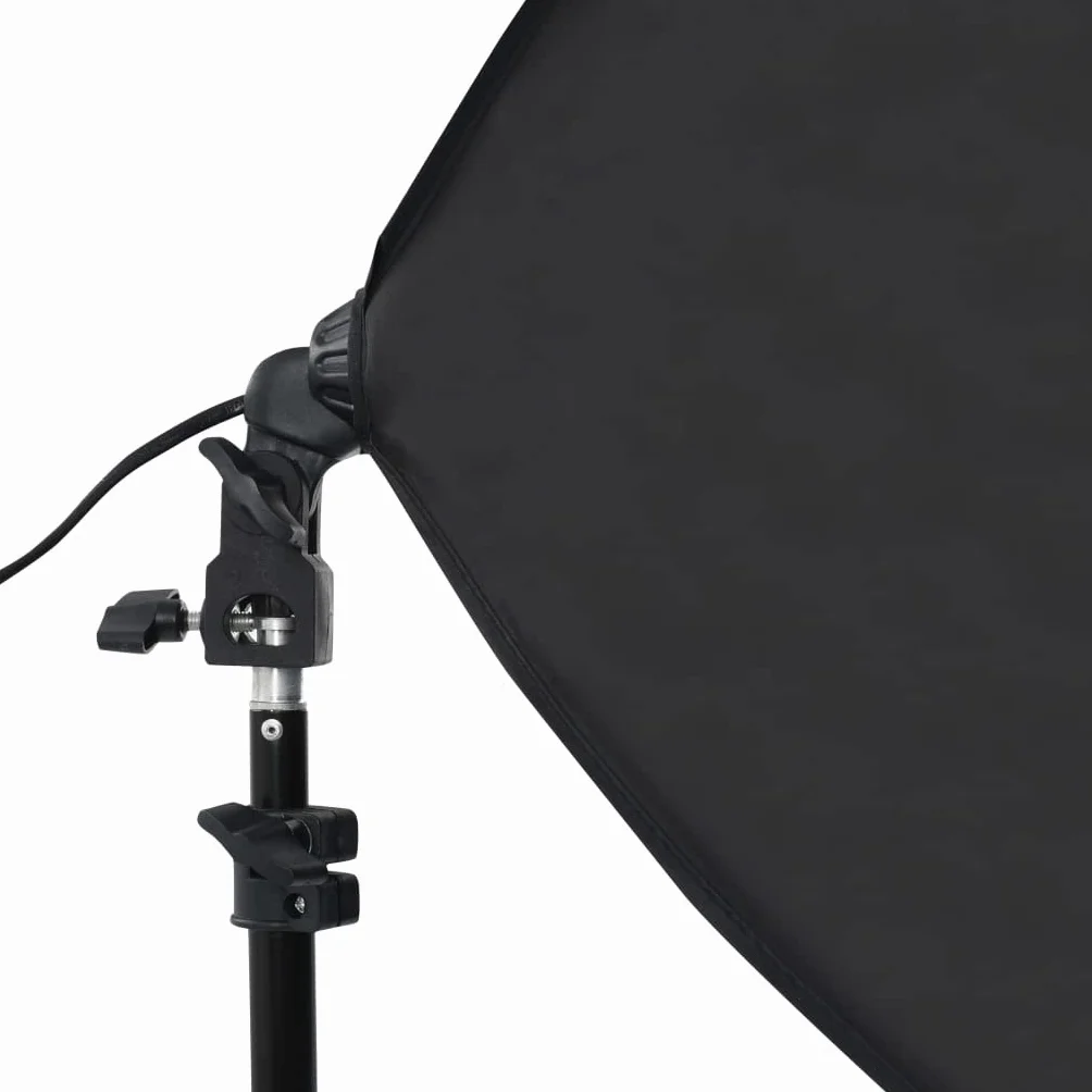 Zestaw do studia fotograficznego z softboxami, system tła, 2 statywy, 2 żarówki, tło bawełniane, rama aluminiowa, regulacja wysokości do fotografii portretowej