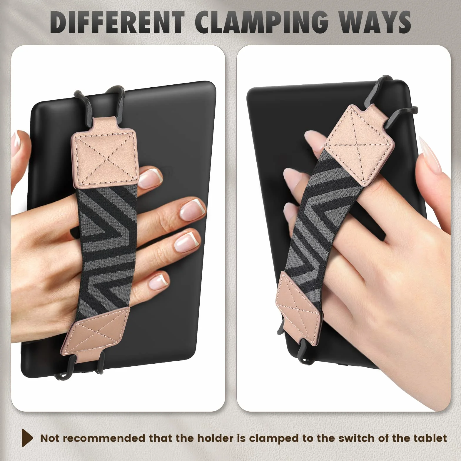 MoKo Security Hand Strap for 6-8 inch Kindle eReaders Fire Tablets, Rose Gold